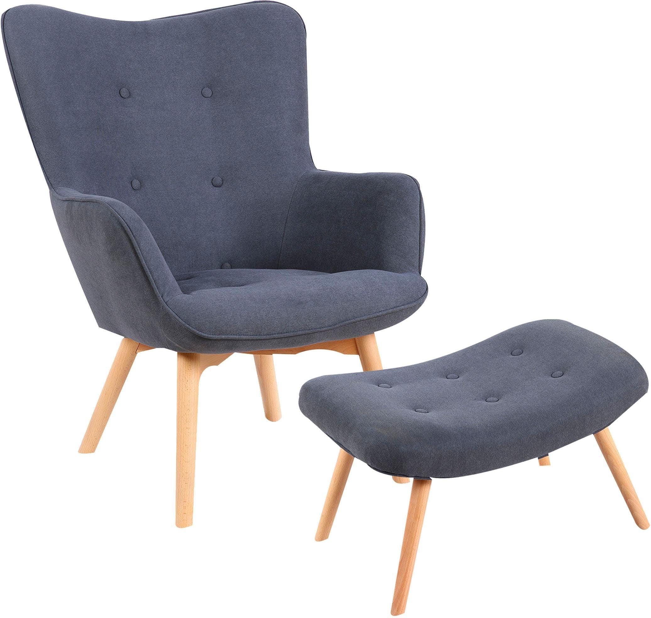 Homexperts Sessel »Aron«, (1 St.), Sessel mit Knopfsteppung, wahlweise mit Hocker