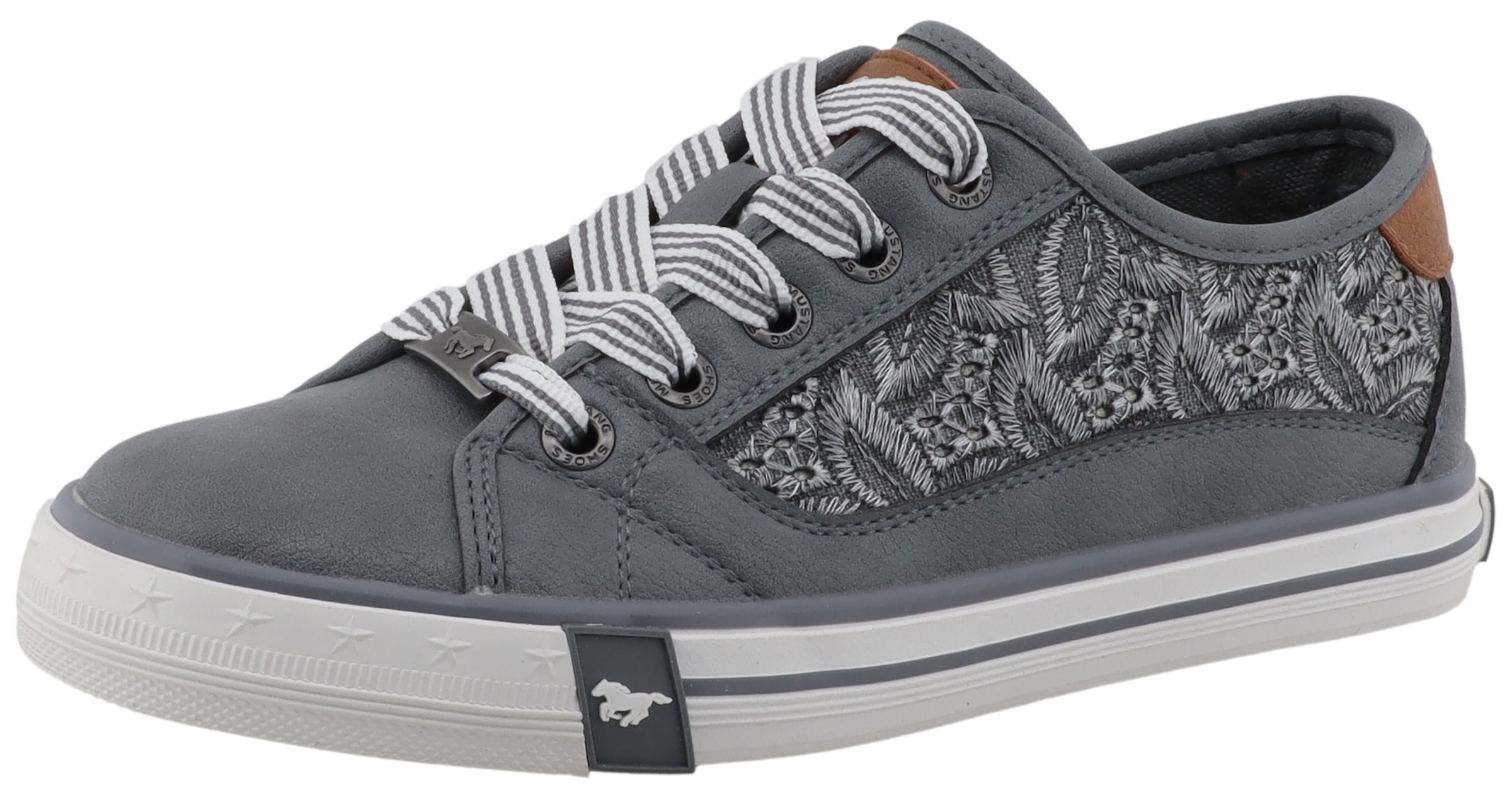 Mustang Shoes Sneaker »Gaspare«  Freizeitschuh, Schnürschuh, Halbschuh mit Blüten-Stickerei