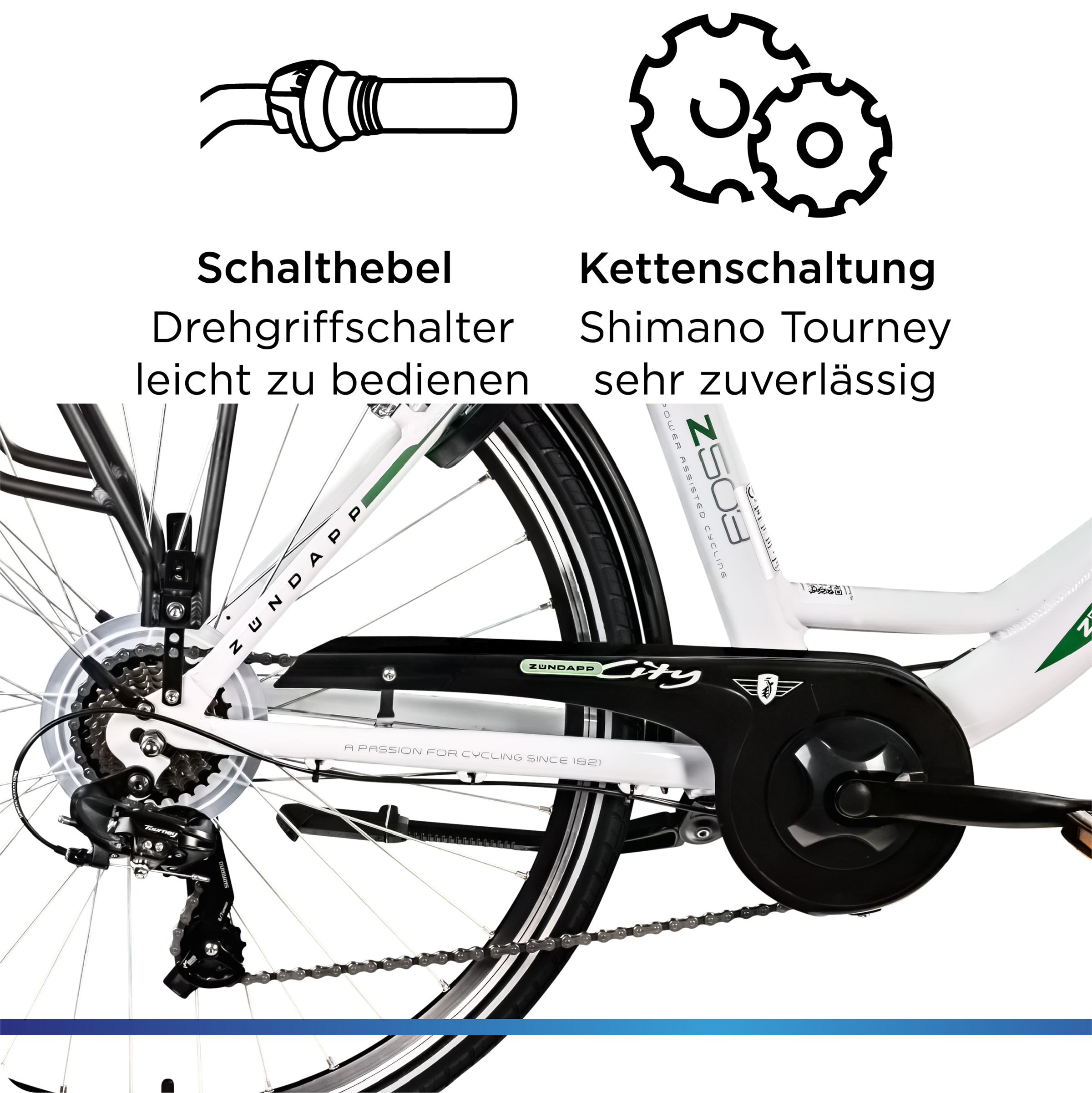 Zündapp »Z503« 7 Gang Shimano Tourney RD-TY21 Schaltwerk Kettenschaltung Frontmotor 250 W Pedelec, Elektrofahrrad für Damen u. Herren