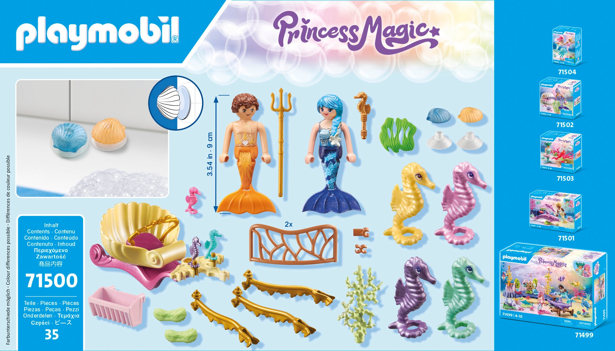 Playmobil® Konstruktions-Spielset »Meeresbewohner mit Seepferdchenkutsche (71500)«, (35 St.), Playmobil Princess Magic; Made in Europe