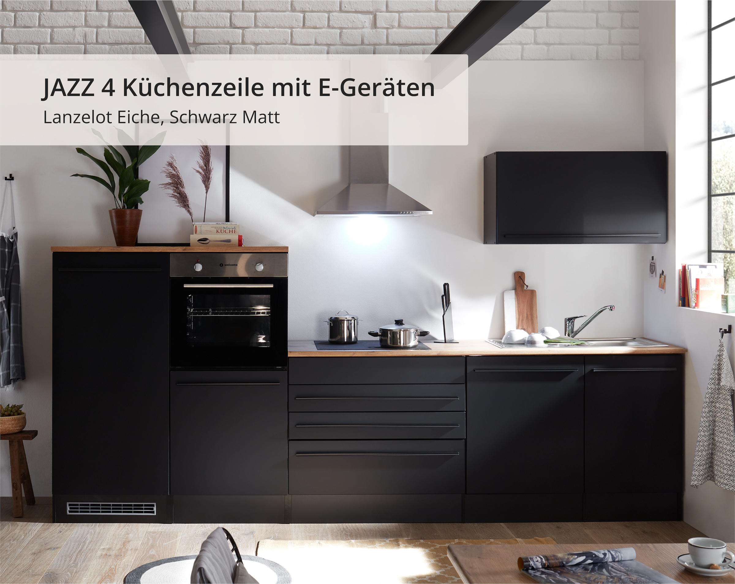 BASIC by Balculina Küchenzeile »Jazz«, Breite 320 cm, wahlweise mit E-Geräten
