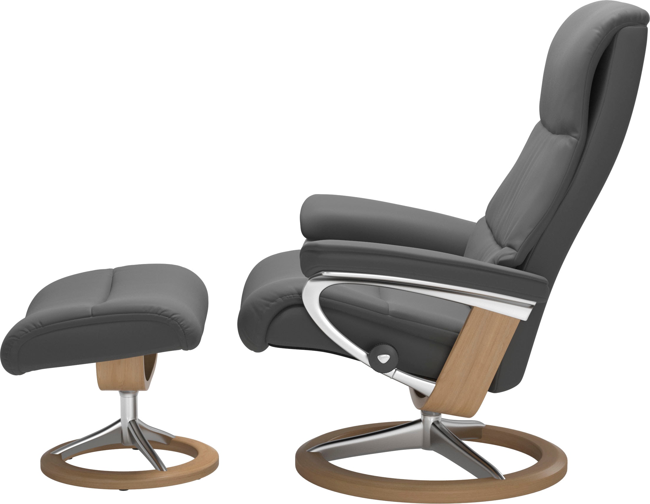 Stressless® Relaxsessel »View«, (Set, Relaxsessel mit Hocker), mit Signature Base, Größe M,Gestell Eiche
