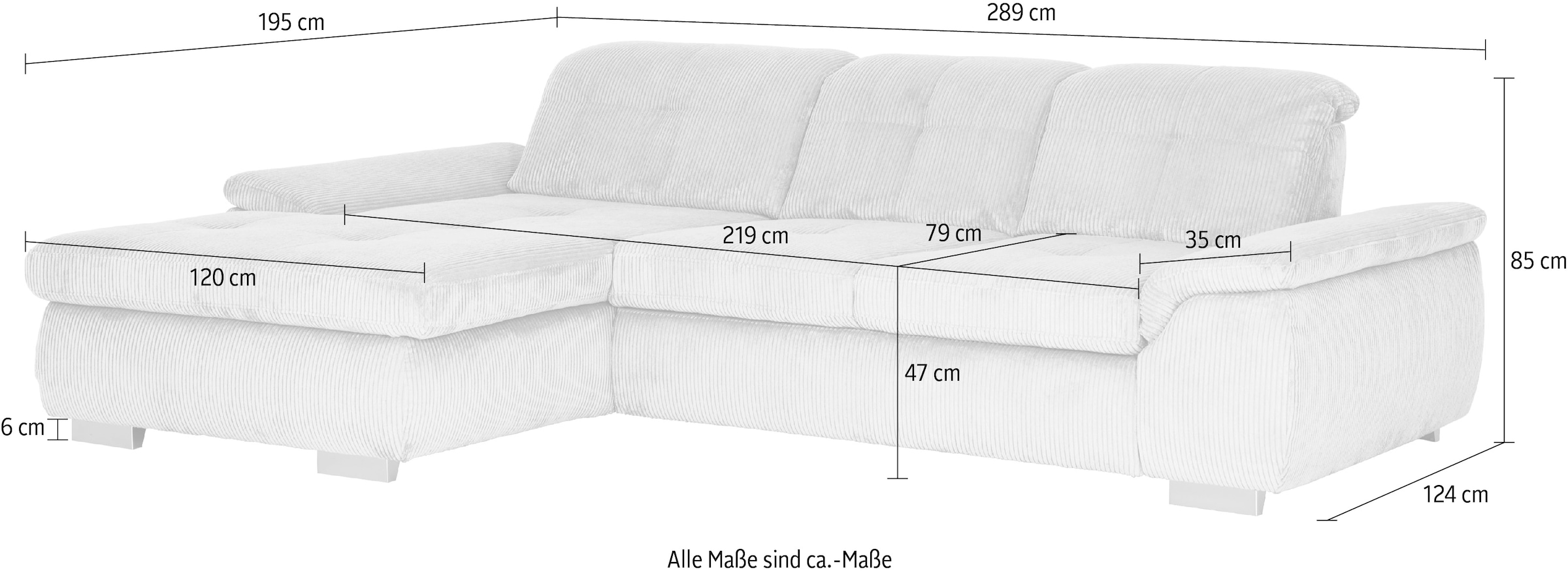 Die PlanBar Ecksofa »MP-IN16037 L-Form, Breite 289 cm, mit Kaltschaum-Polsterung« mit Sitztiefenverstellung & Zierkissen