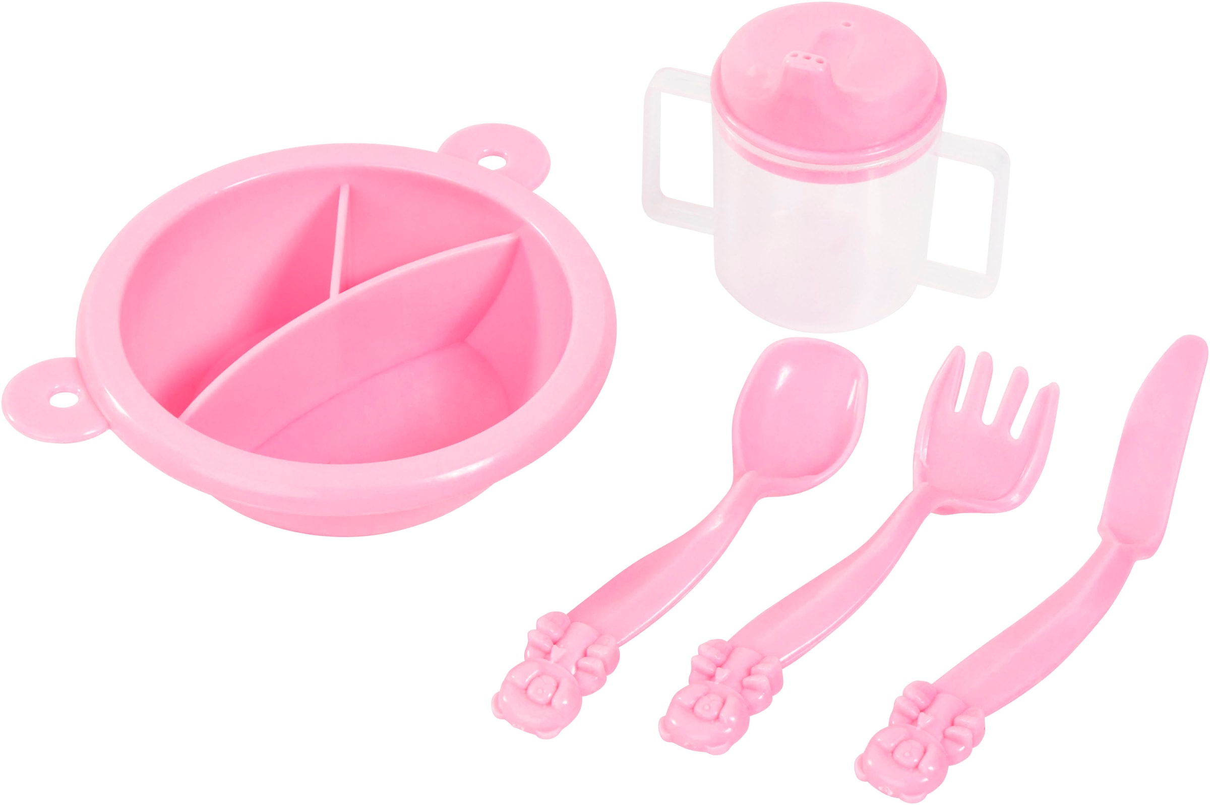 Bayer Puppenmöbel »Puppen-Reisebett und Hochstuhl schwarz«, (Set), mit Hochstuhl, Spielbogen und Zubehör für die Puppenpflege