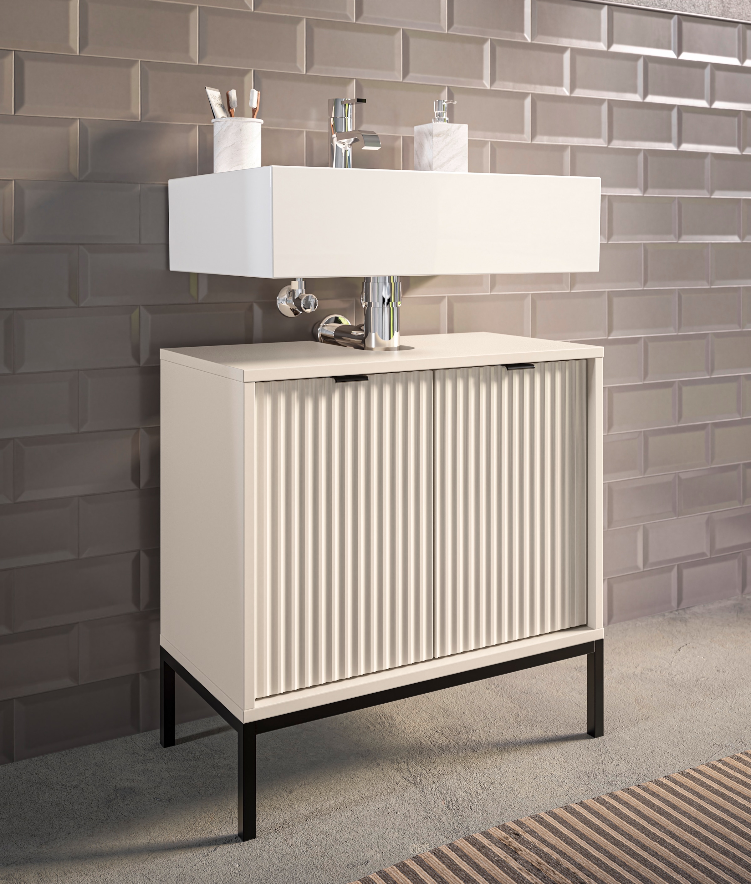 BASIC by Balculina Waschbeckenunterschrank »Lucera Waschbeckenunterschrank, Badezimmerschrank BxHxT 60x60x32« 1 Stk. tlg. Breite 60 cm, Tür L/R montierbar