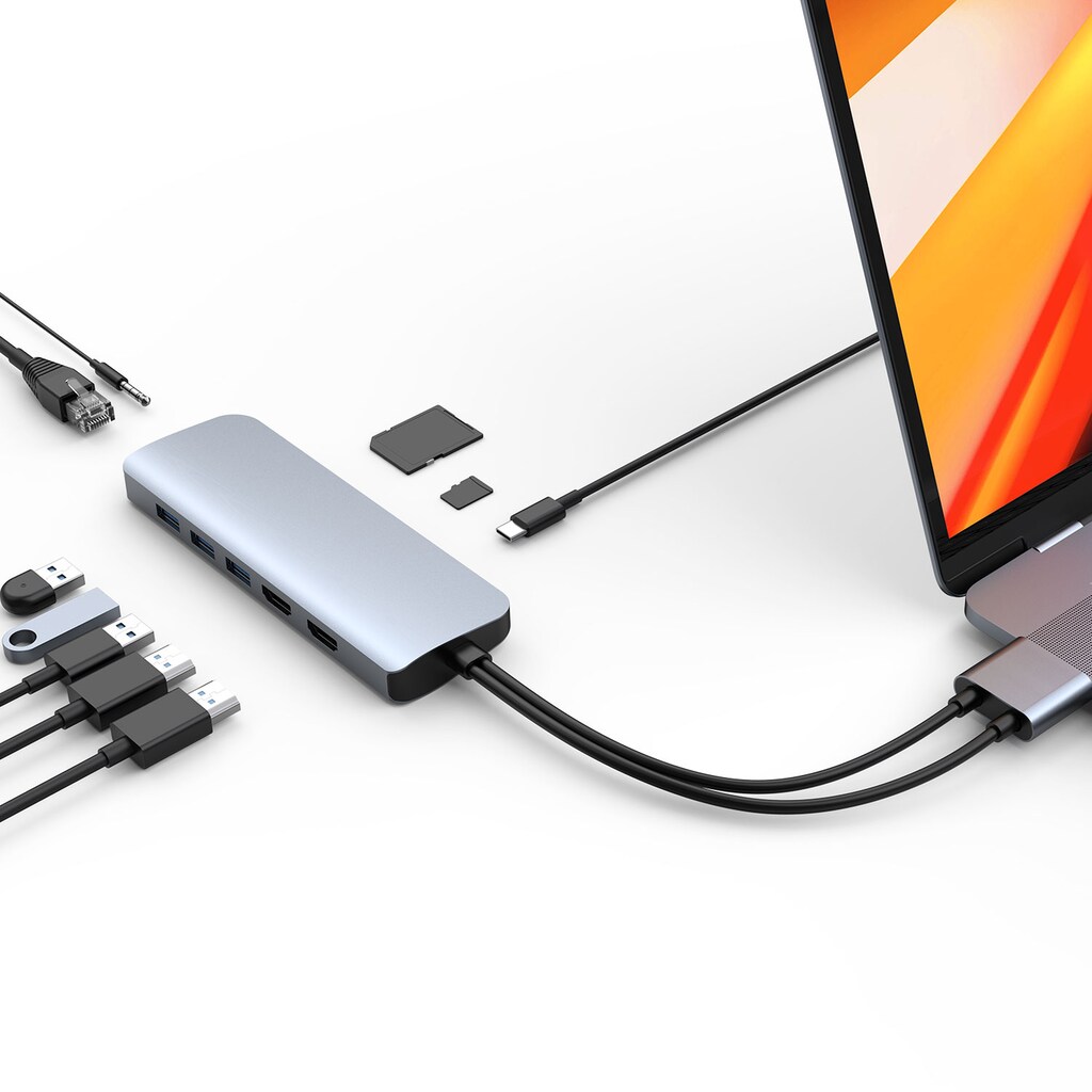 Hyper Notebook-Adapter »HyperDrive Viper 10-in-2 USB-C Hub«, USB-C zu 3,5-mm-Klinke-HDMI-RJ-45 (Ethernet)-USB Typ A-USB-C