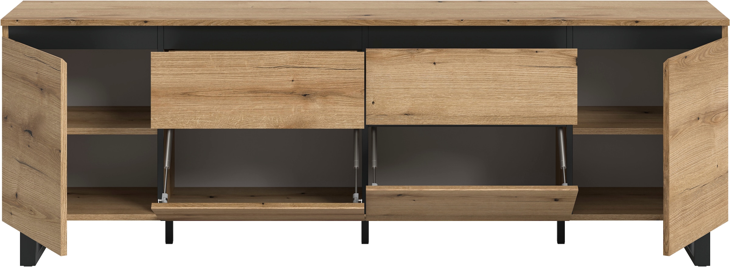 Home affaire Lowboard »TOMA, 188cm breit, Metall-Kufen-Fuß, 2 Türen, 2 Schubkästen,2 Klappen« TV-Lowboard, Mediaschrank, Mediaboard, TV-Schrank, Schrank, Board