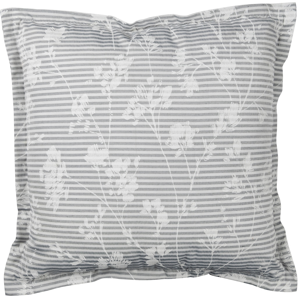ELBERSDRUCKE Dekokissen »Blomma 07 weiß-grau«, (1 St.), Kissen mit Polyesterfüllung im stilvollen Blumenprint, 45x45cm