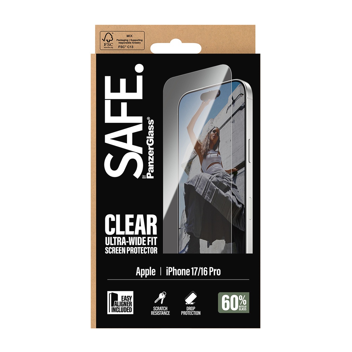 SAFE by PanzerGlass Displayschutzglas »Ultra-Wide Fit Screen Protector« für Apple iPhone 17;Apple iPhone 16 Pro Displayschutzfolie, Schutzfolie, Bildschirmschutz, kratz- & stoßfest