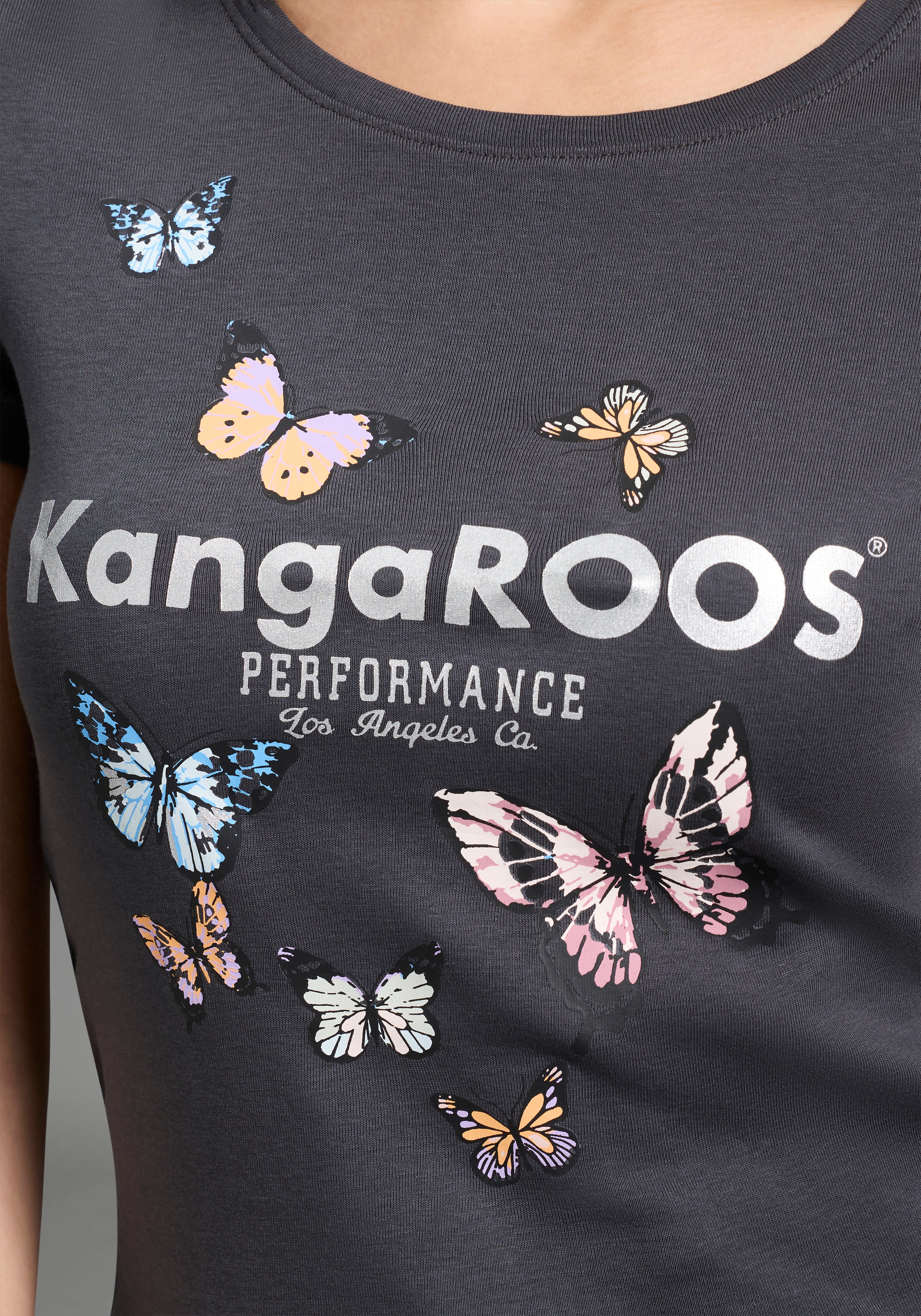 KangaROOS T-Shirt Kurzarm,  körpernahe Passform,  aus Rippware