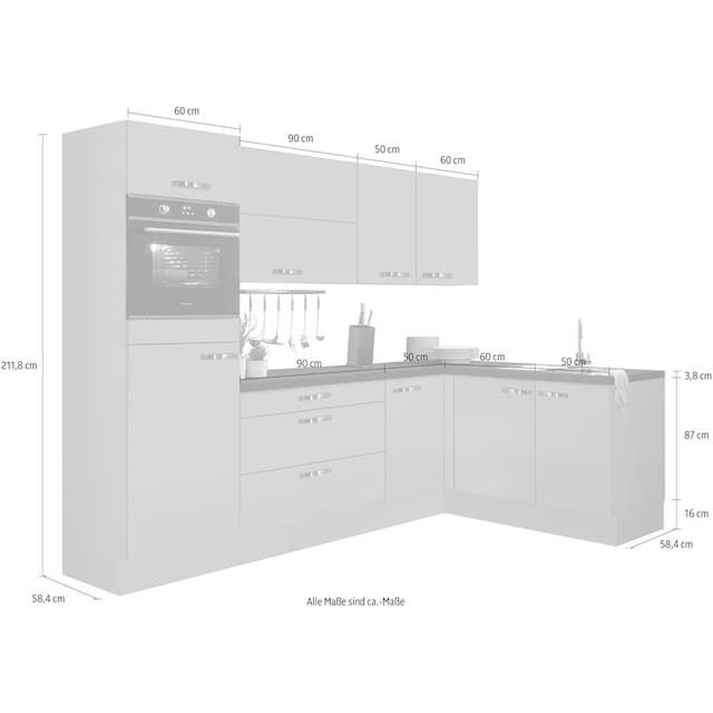 OPTIFIT Winkelküche »Cara«, mit Vollauszügen und Soft-Close-Funktion,  Stellbreite 265 x 175 cm auf Rechnung kaufen