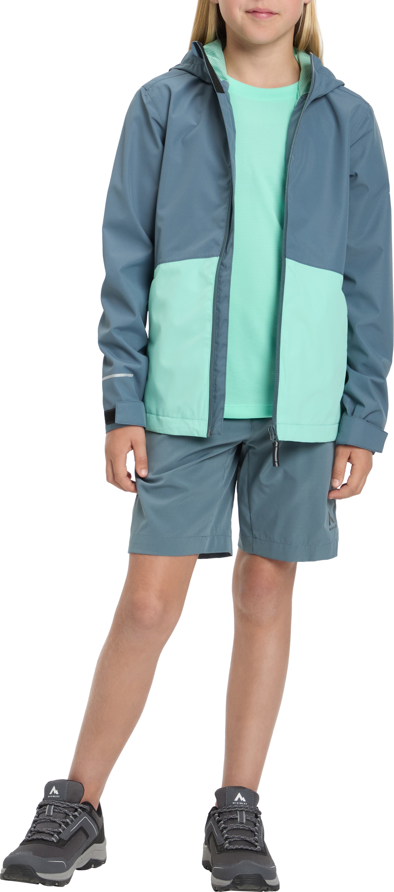 McKINLEY Outdoorjacke »MÄ.-FUNKTIONS-JACKE ALLALIN LT G« mit Kapuze Kontrasteinsatz im Colorblocking-Look, verstellbarer Riegel am Arm