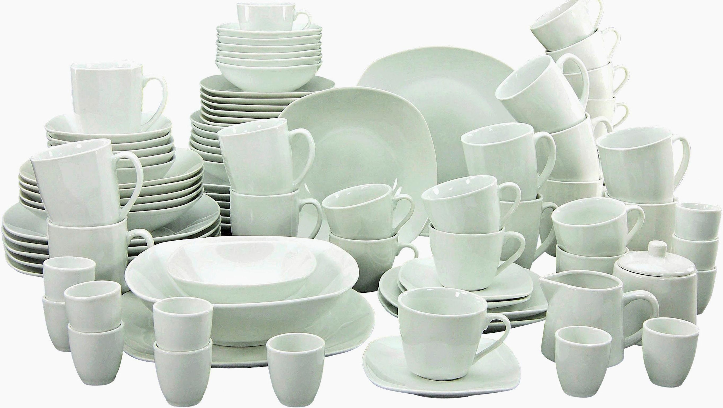 und 12 Tafelservice CreaTable Form, Square«, Personen XXL für Service, 100 tlg., weiß, im Set, Personen), Kaffeeservice für 3 mit klassische (Set, quadratische 12 Teile »Geschirr-Set Kombiservice Garantie 100 Jahren