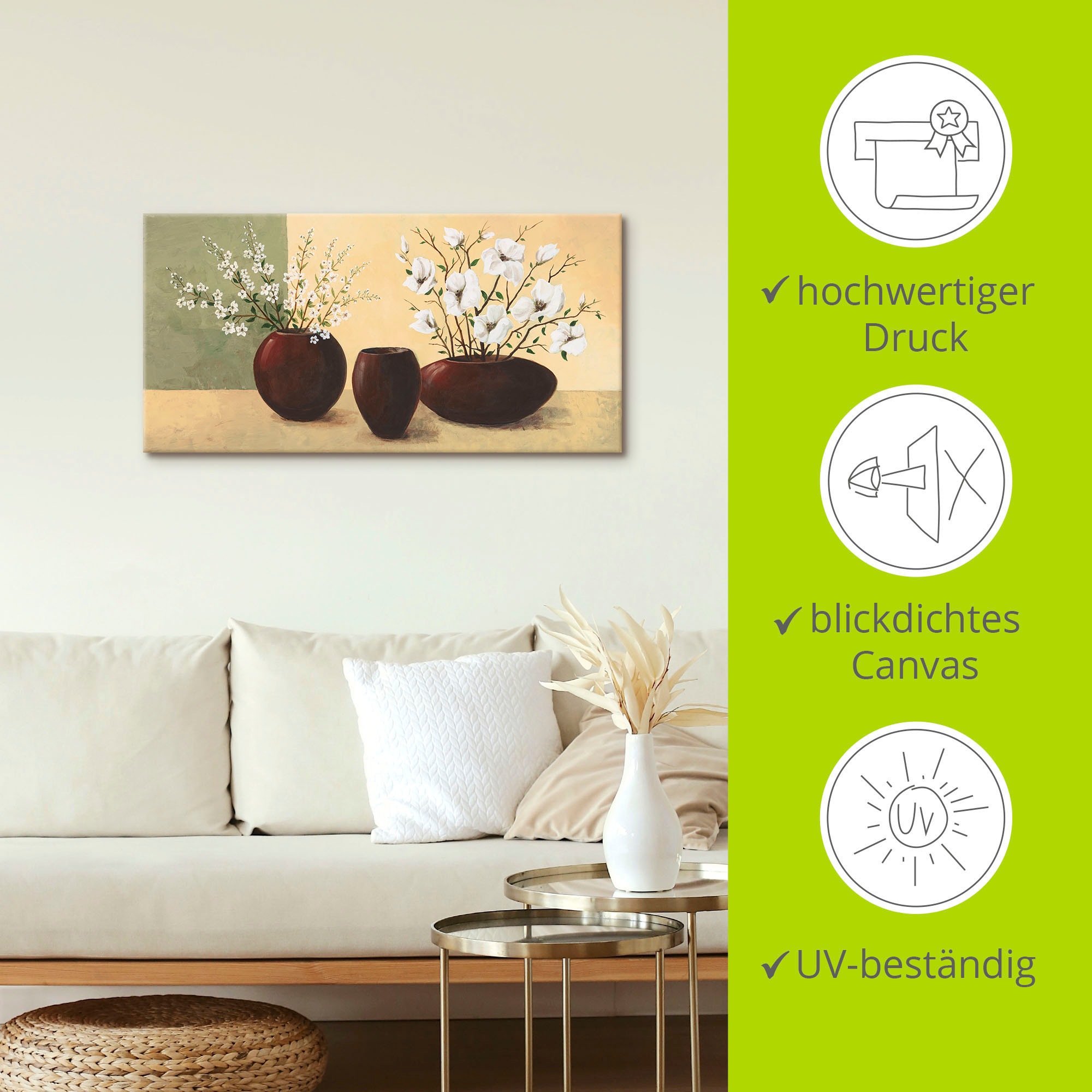 Artland Wandbild »Magnolien«, Vasen & Töpfe, (1 St.), als Alubild, Outdoorbild, Leinwandbild, Poster, Wandaufkleber