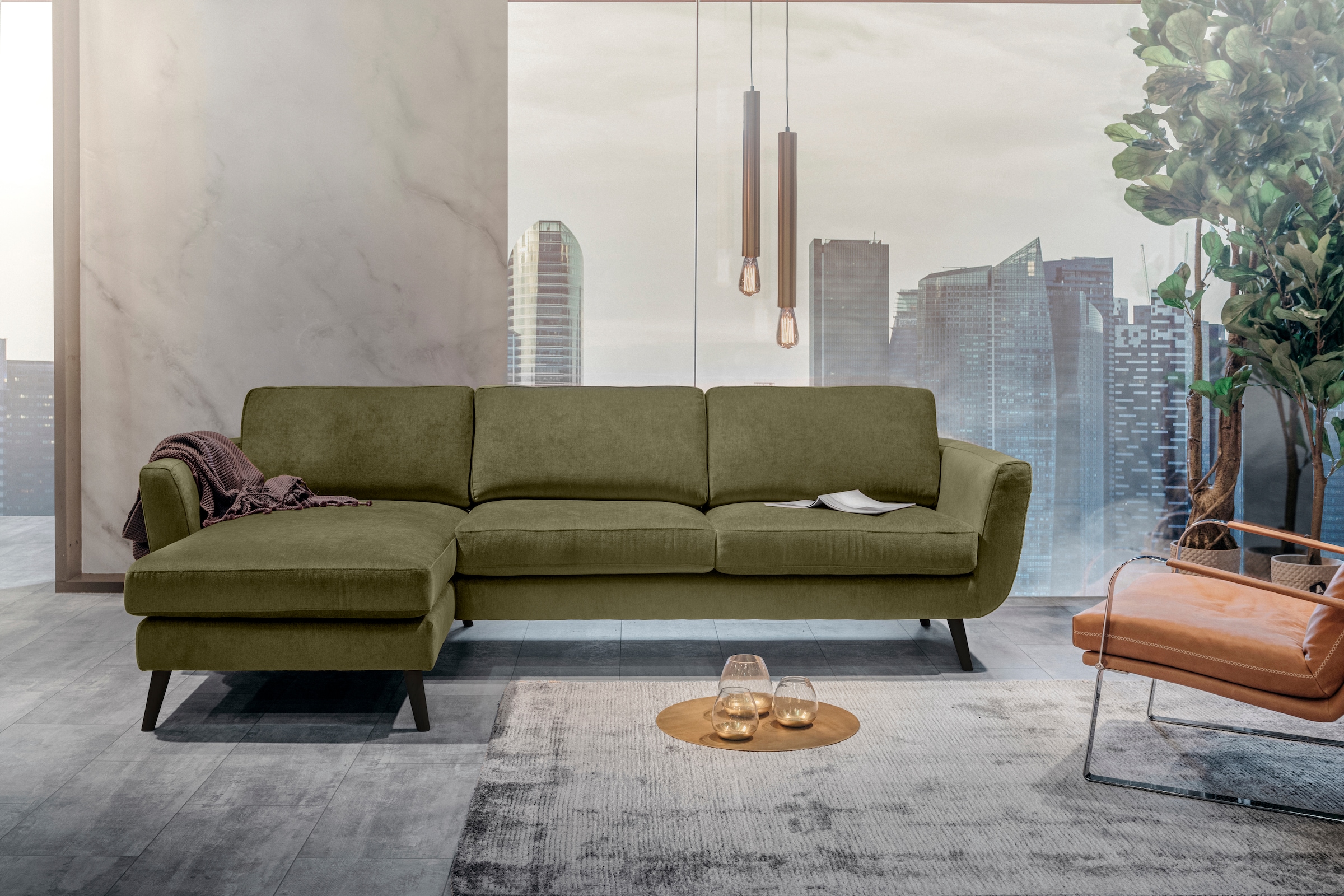 furninova Ecksofa »Smile mit tollem Sitzkomfort, elegant und bequem, L-Form«, im skandinavischen Design, hoher Fuß