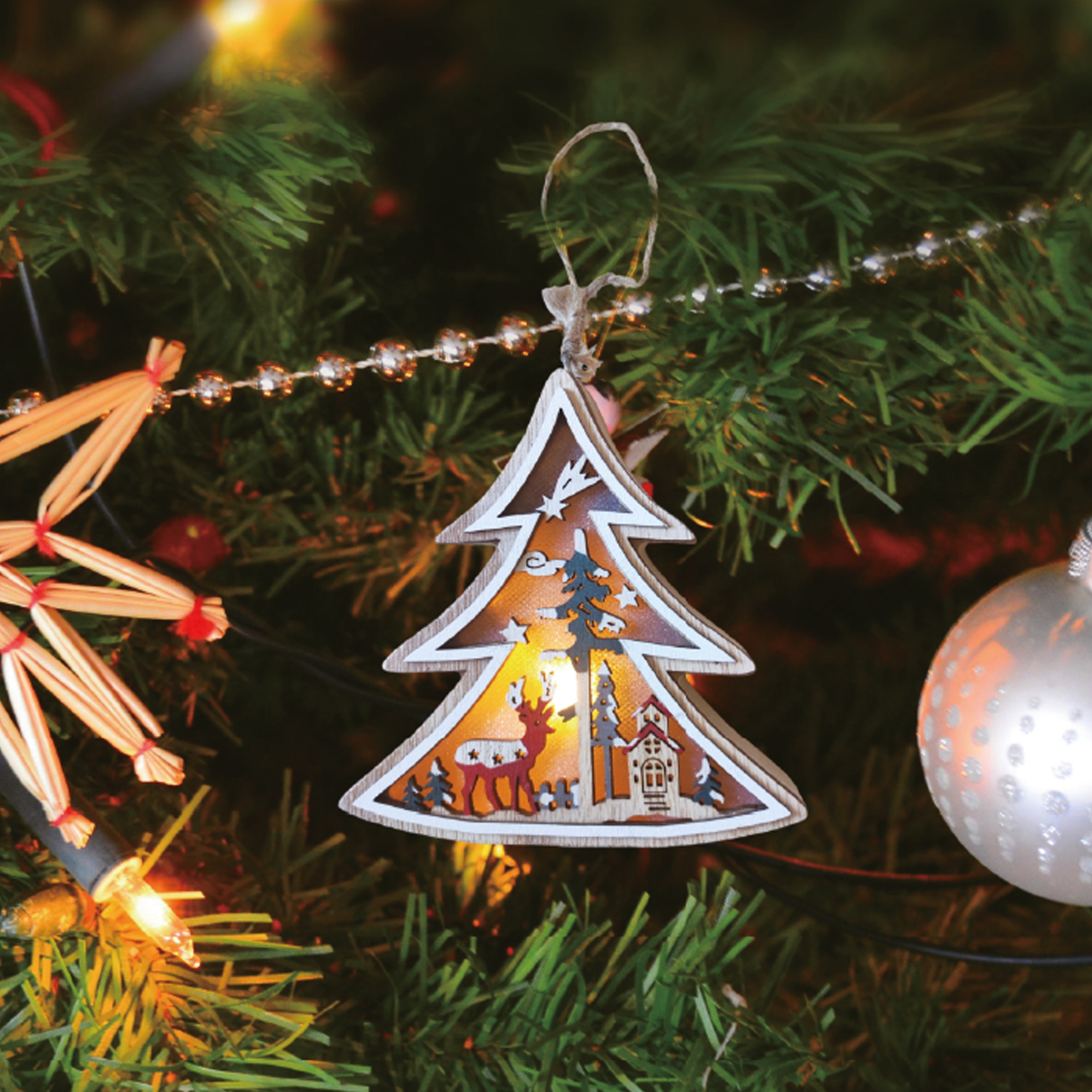 SHX Dekoobjekt »Weihnachts-Hängelicht«, LED-Licht, liebevoll gestaltetes Motiv