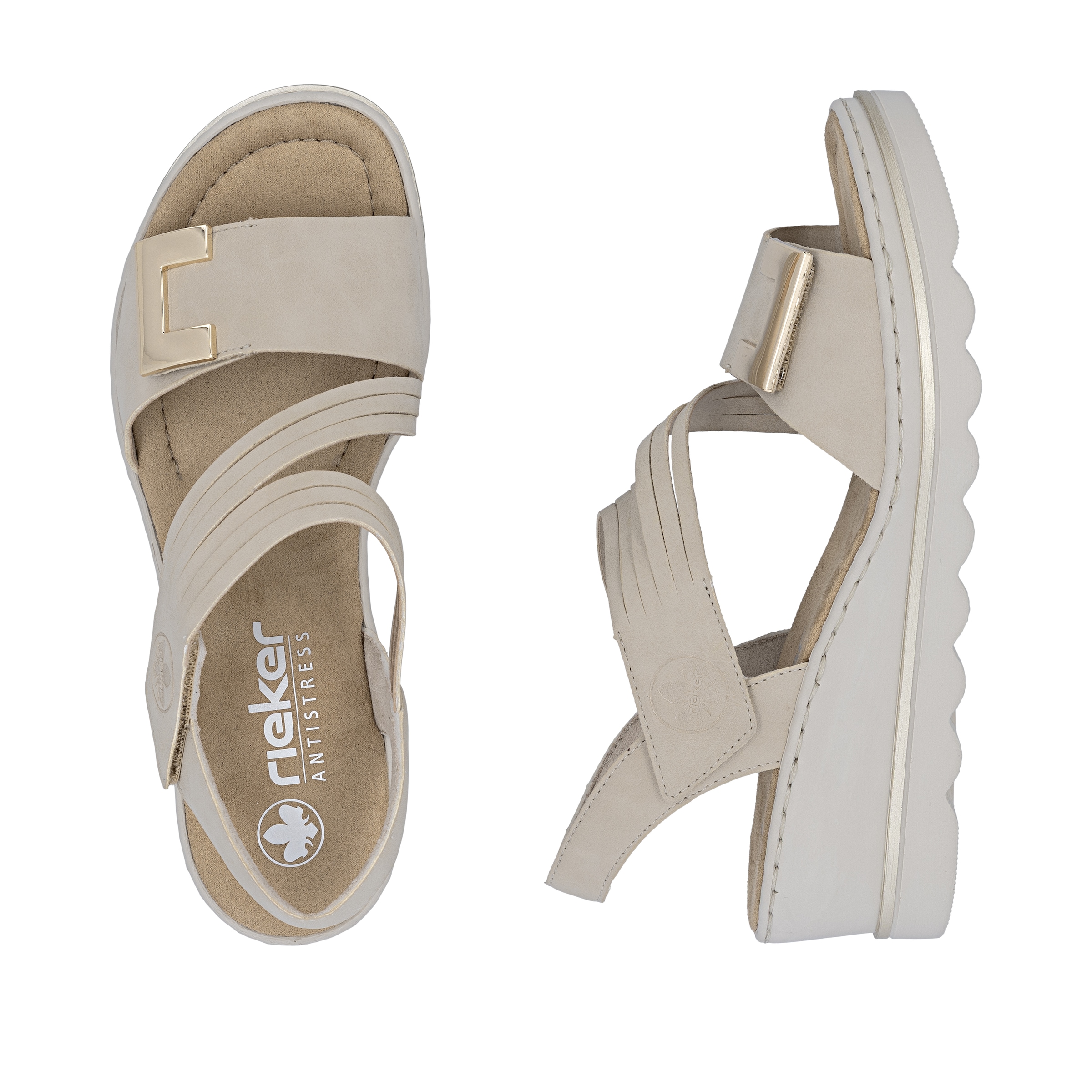 Rieker Keilsandalette  Klettschuh, Sommerschuh, Urlaubsschuh mit asymmetrischen Riemchen