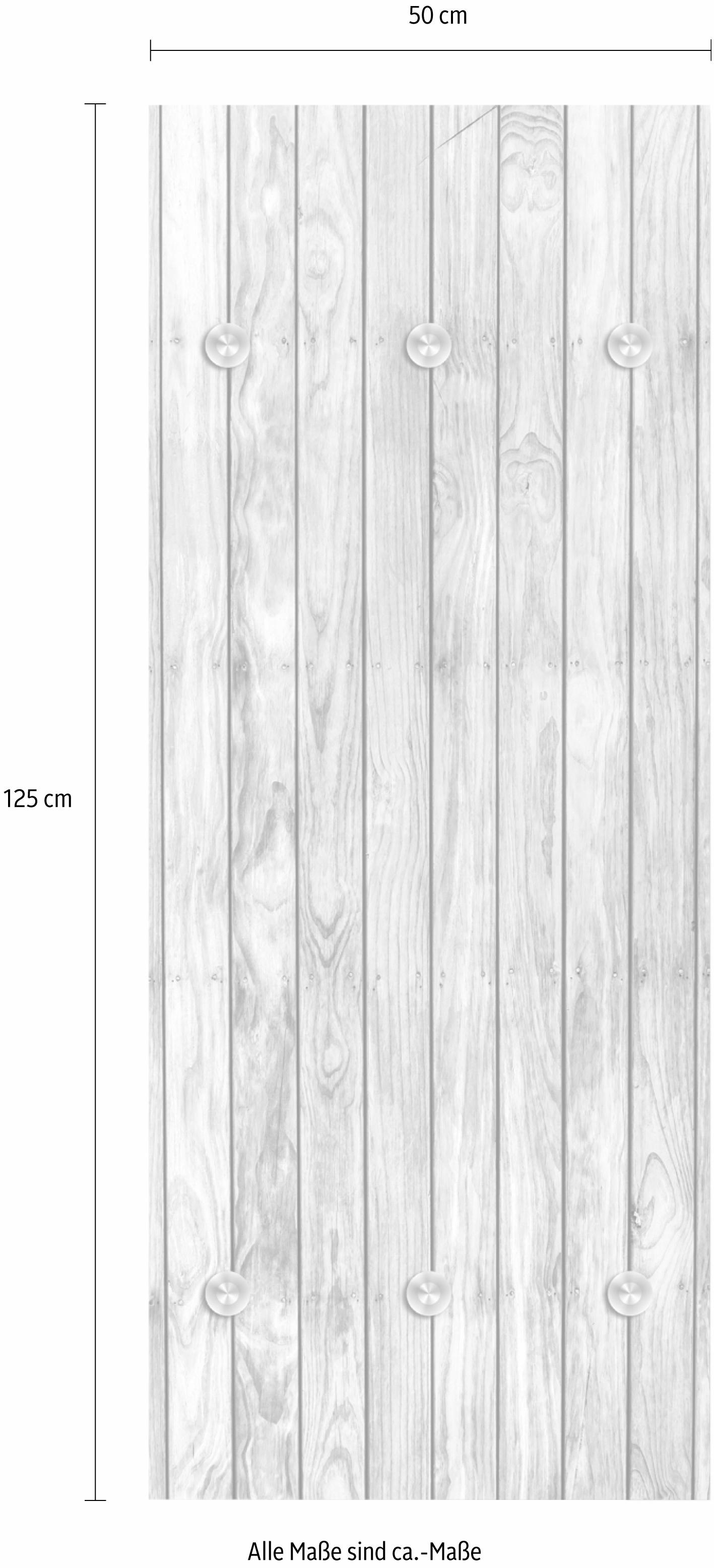 queence Garderobenleiste »Holzwand, Paneele«, mit 6 Haken, 50 x 120 cm
