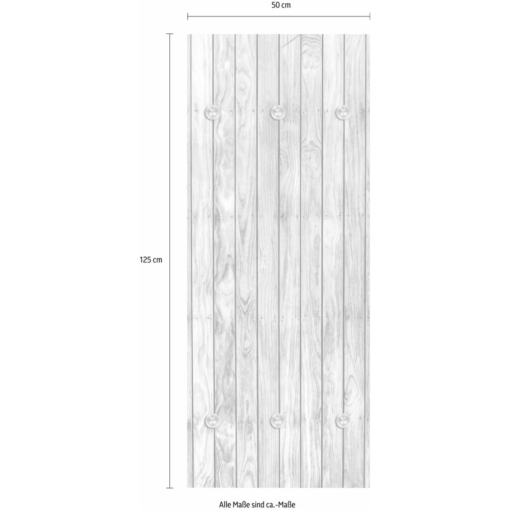 queence Garderobenleiste »Holzwand«, mit 6 Haken, 50 x 120 cm