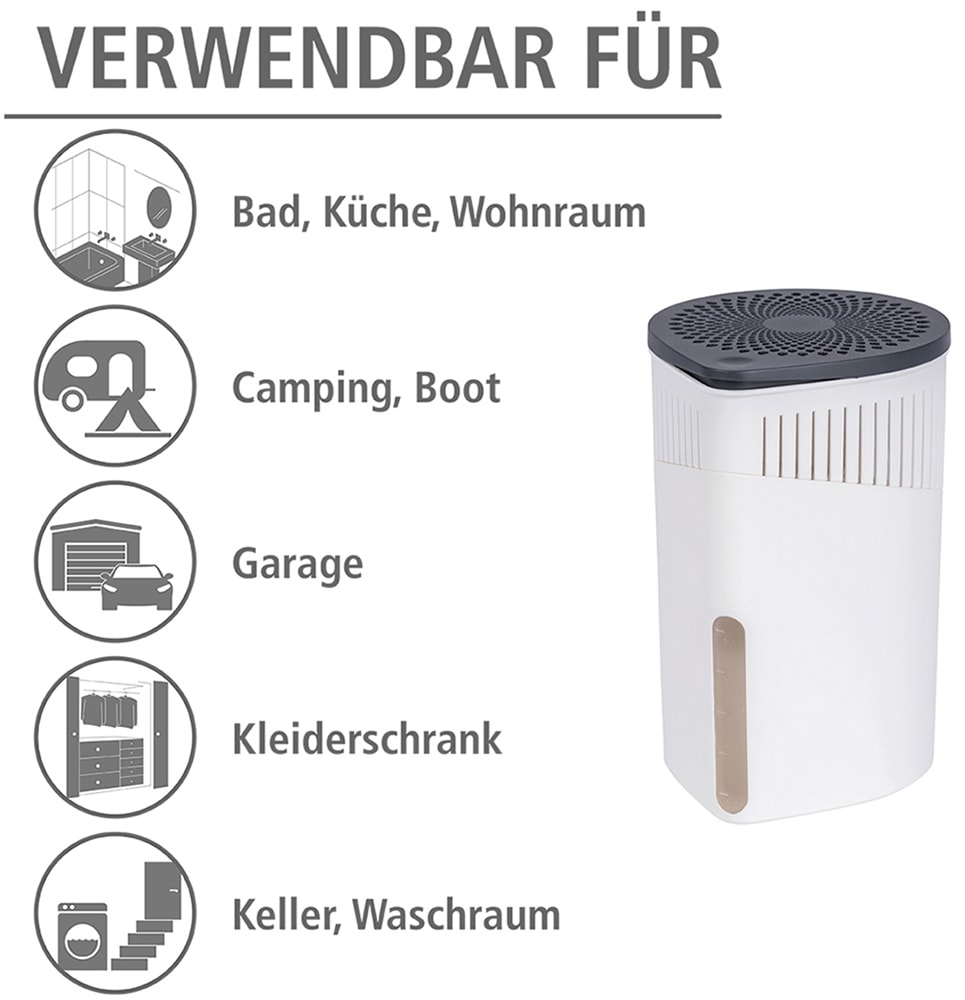 WENKO Luftentfeuchter »Modell Drop«, für 80 m³ Räume, Tank 1,6 l, mit 2 x 1000 g Entfeuchter-Blöcken