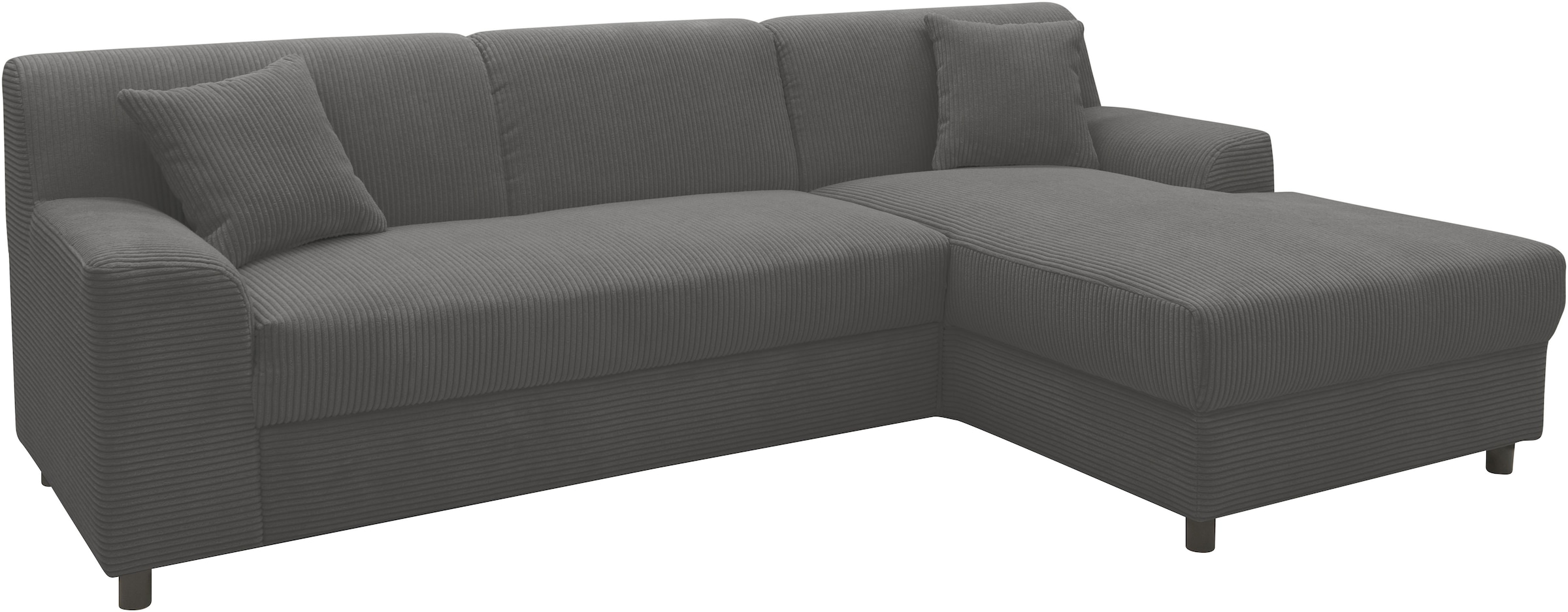 DOMO collection Ecksofa »Turah 2, L-Form, Cord oder Luxus-Microfaser, komfortabler Federkern«, B/T/H: 241/146/79 cm, incl. Zierkissen, wahlweise mit Bettfunktion