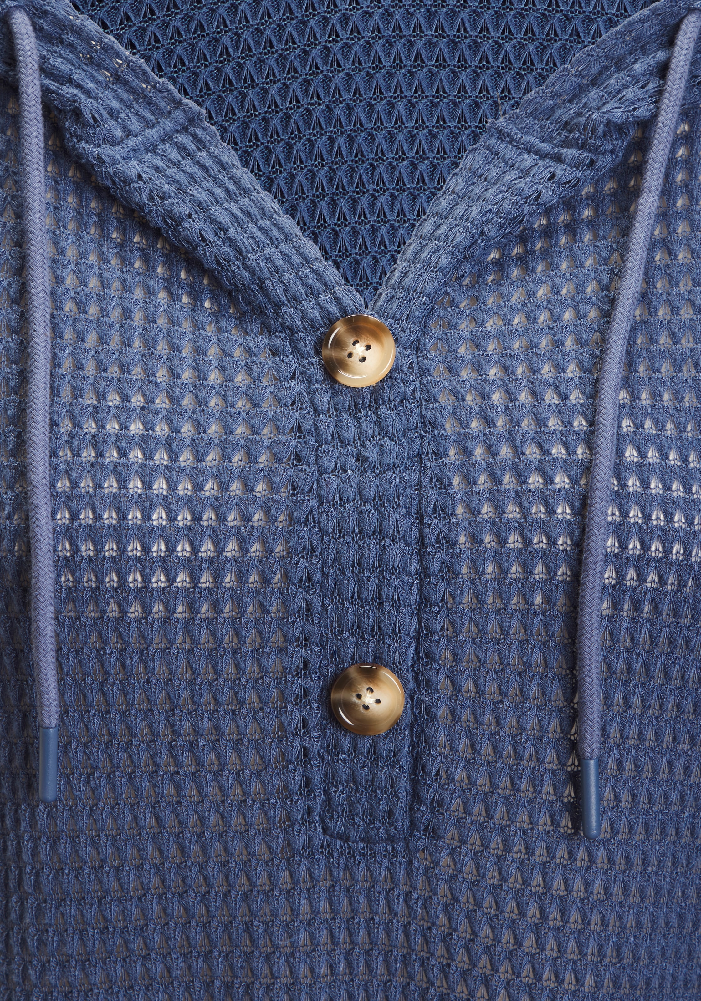 LASCANA Strandshirt »aus bügelfreiem Waffelstrick« 1 mit Kapuze und Knopfleiste
