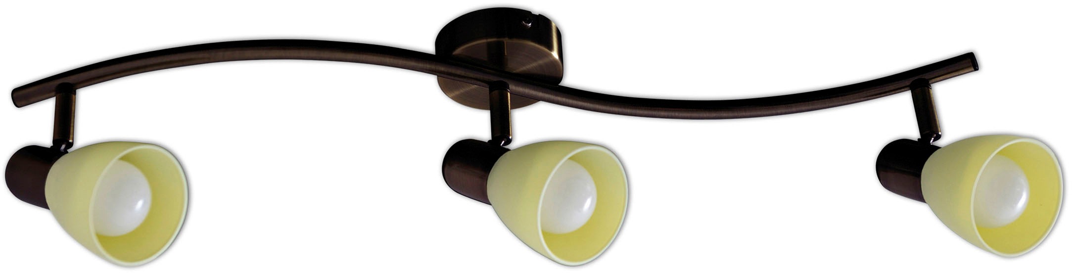 näve LED Deckenspot »Mestre«, 3 flammig, Leuchtmittel E14 | LED wechselbar, 3er LED Wand-u. Deckenspot, E14, braun, Glasschirm weiß