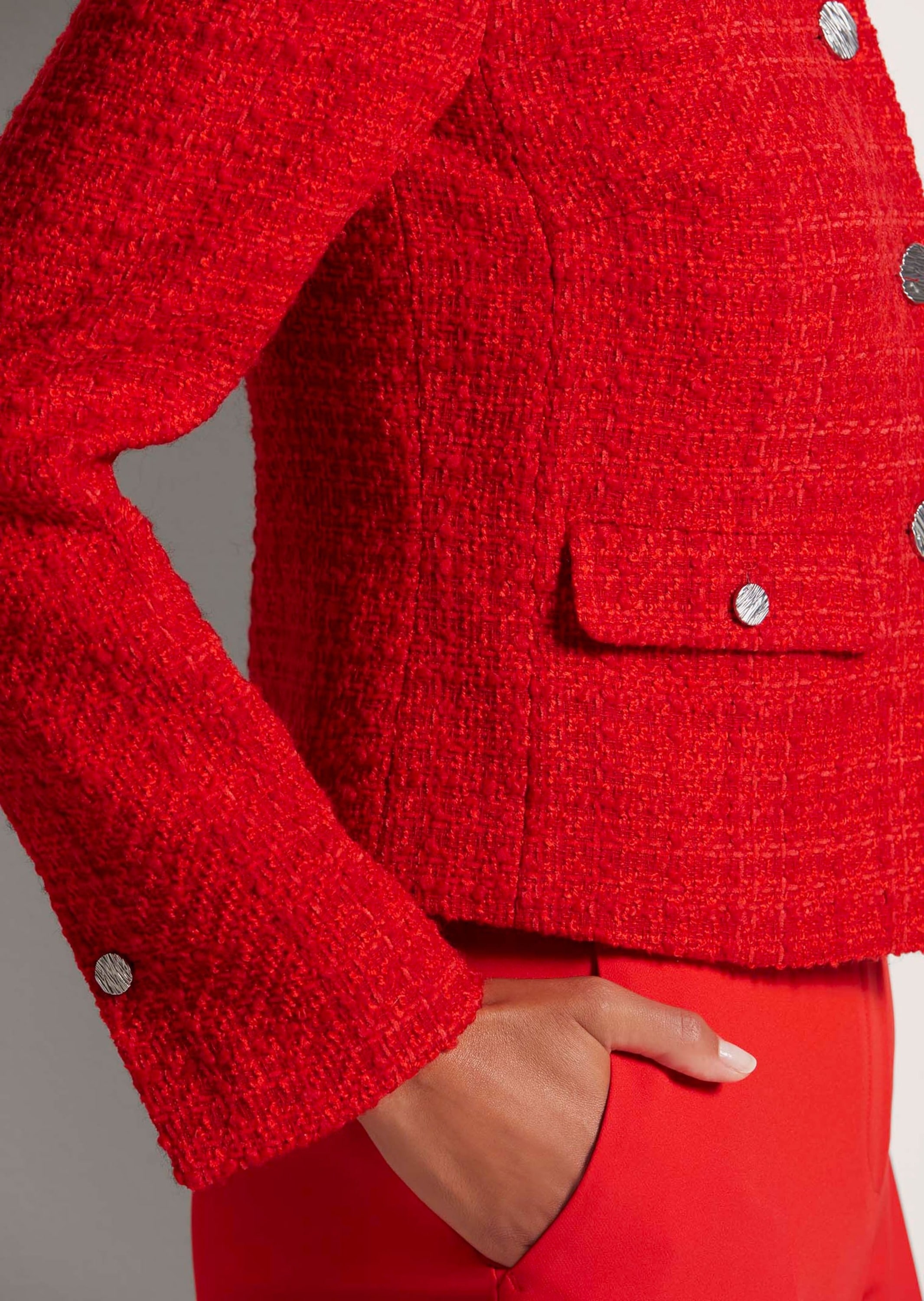 MADELEINE Jerseyblazer »Blazer Eleganter Tweed-Kurzblazer mit Metallknöpfen«