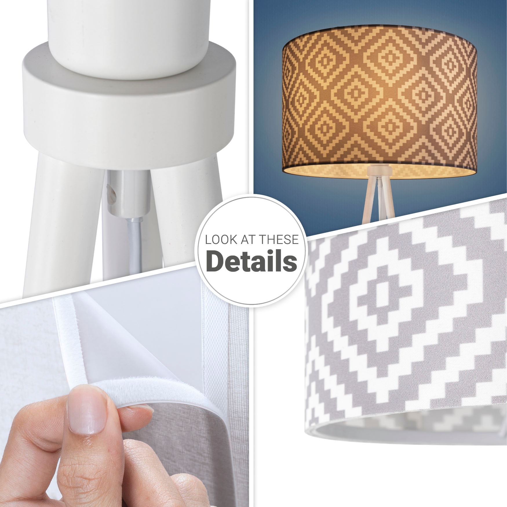 online Jahren 3 | »Trina Textil Modern Paco Design kaufen Stofflampenschirm Dreibein Stehlampe Garantie Vintage Wohnzimmer mit Home Stella«, XXL