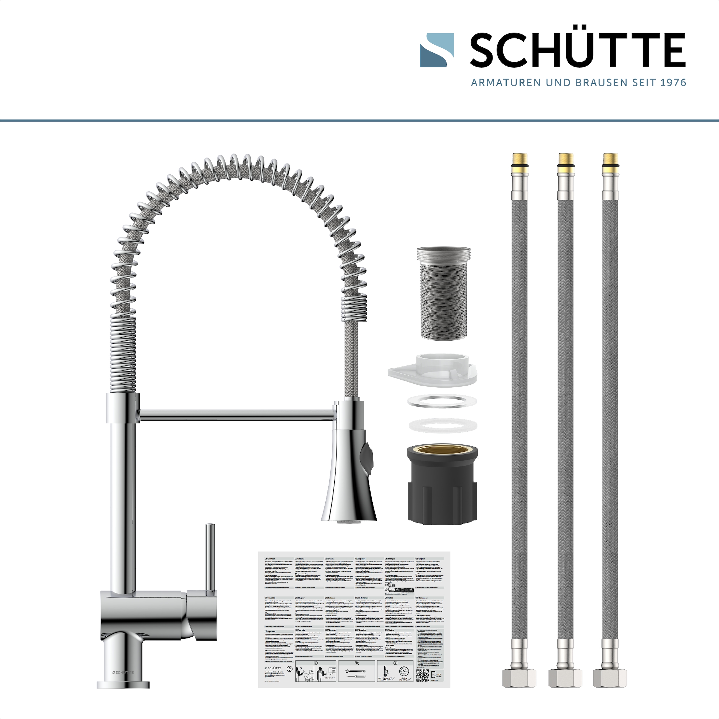 Schütte Spültischarmatur »CORNWALL« Niederdruck Armatur Küche, Wasserhahn ausziehbar, Mischbatterie, Chrom