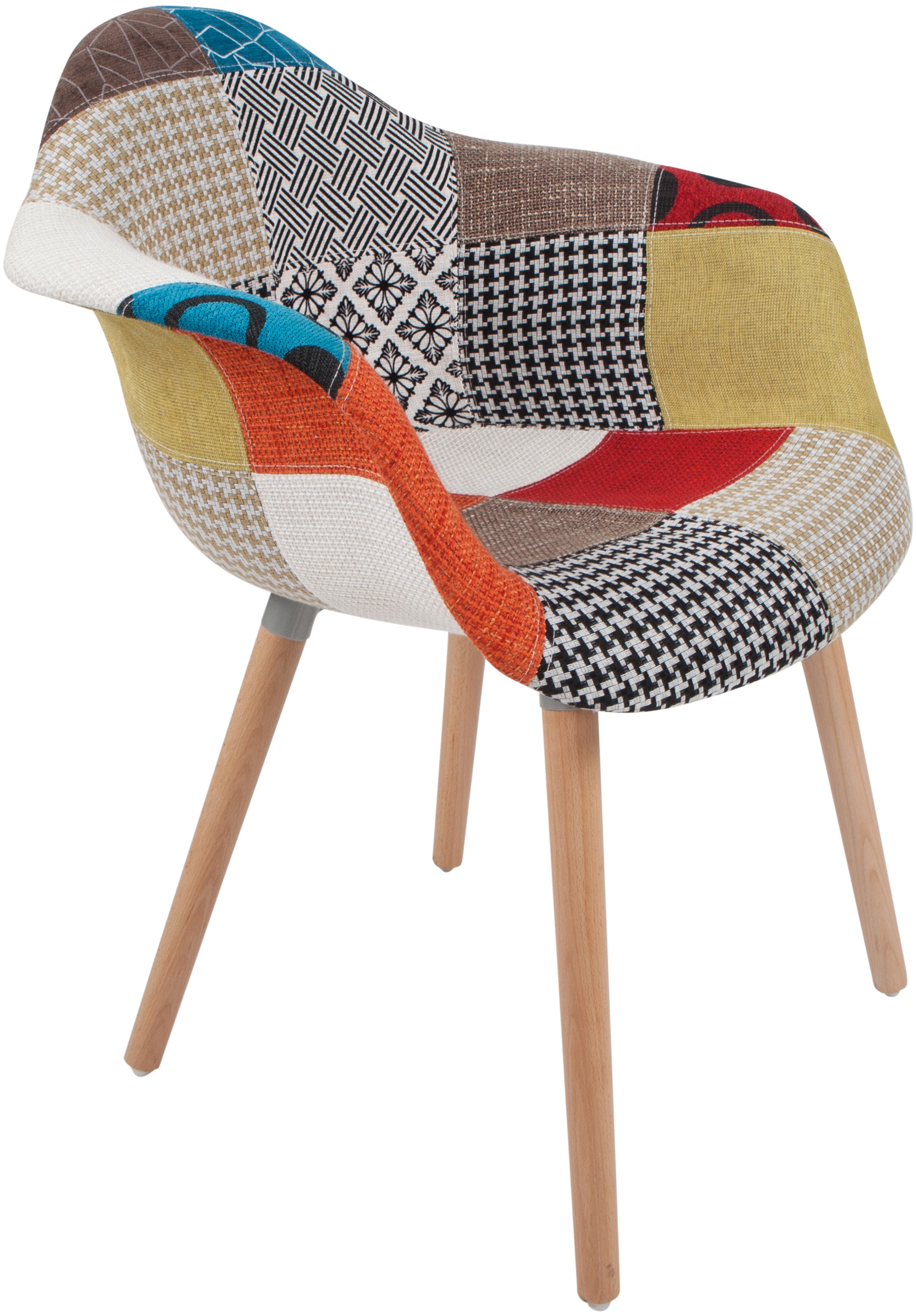 Kayoom Polsterstuhl »Stuhl Dave 110 2er-Set Multi, bequemer Stuhl mit Patchwork-Muster«, (Set), 2 St., stilvoll, elegant, elegante Naturholzbeine, attraktive Farbkombination