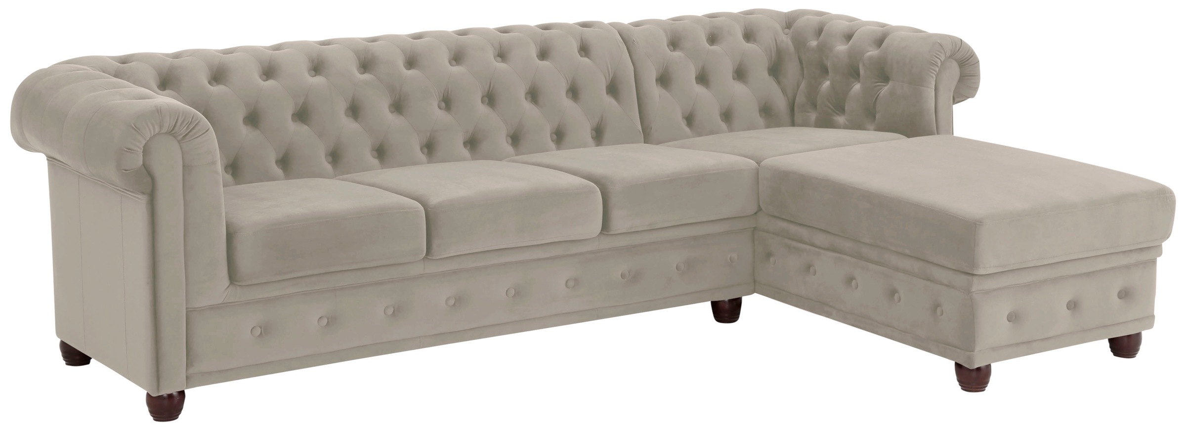 Home affaire Chesterfield-Sofa »New Castle L-Form«, hochwertige Knopfheftung in Chesterfield-Design, B/T/H: 255(171/72)