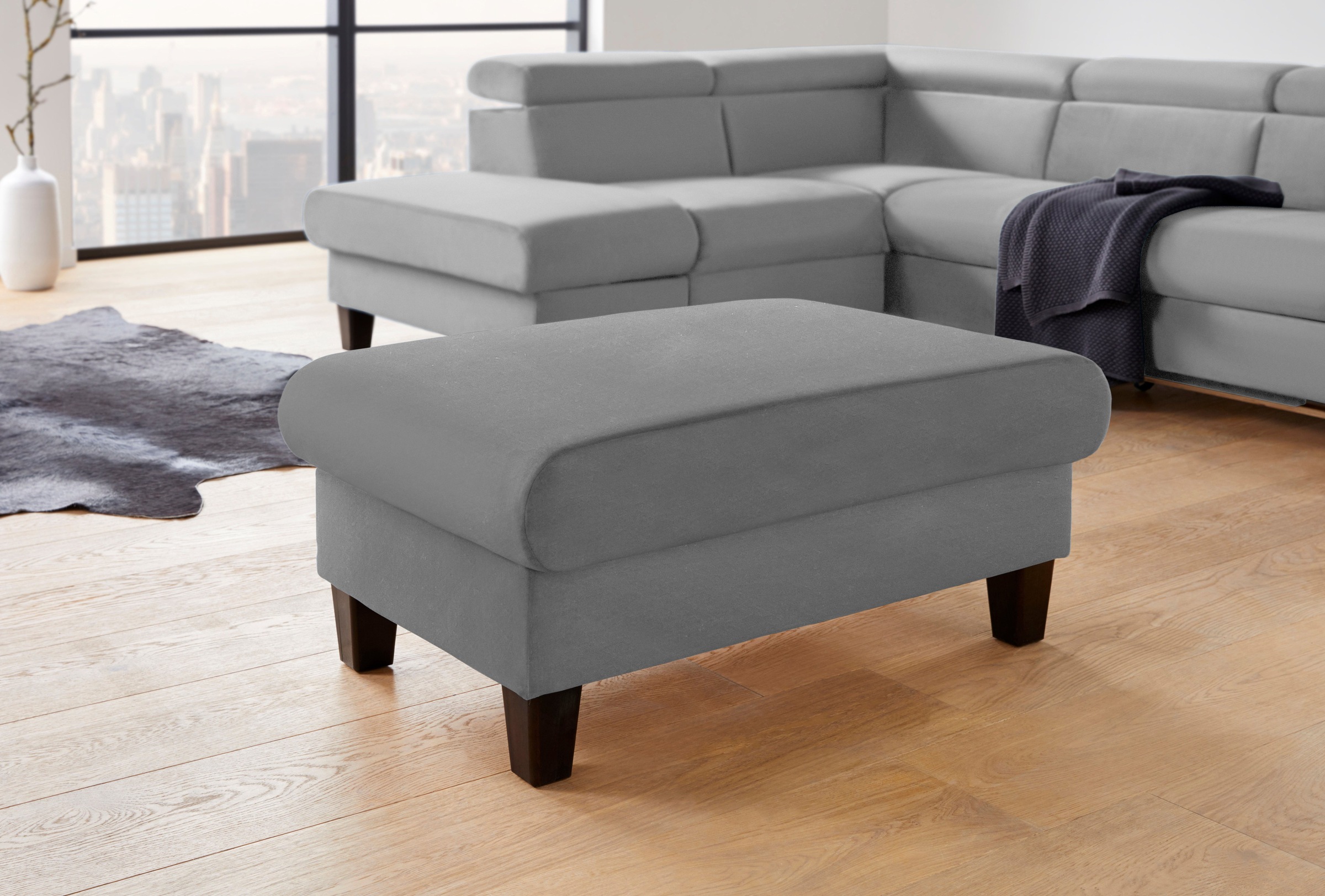 COTTA Polstergarnitur »Morven L-Form«, (Set), Set bestehend aus: Ecksofa mit Kopfteilverstellung & Hocker
