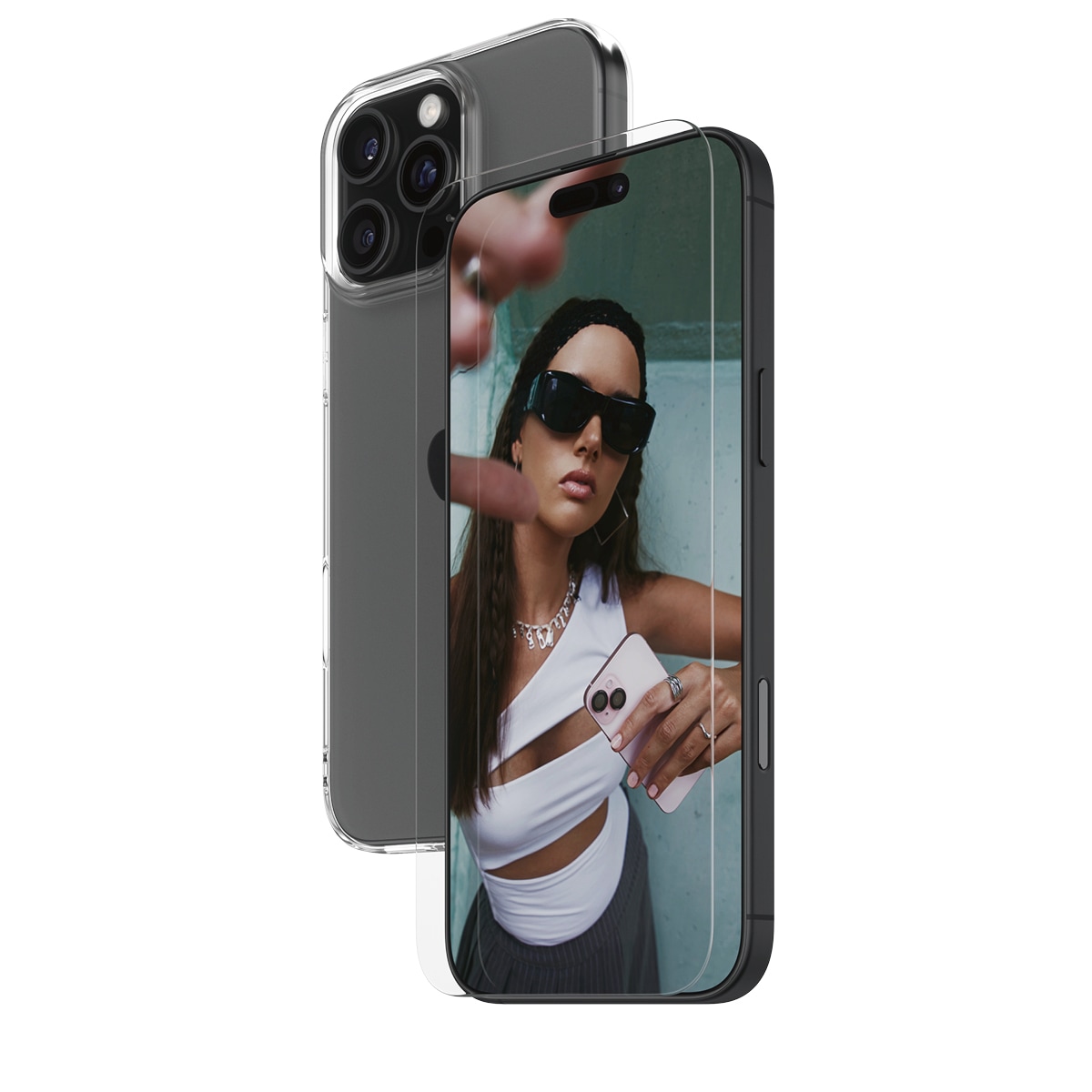 SAFE by PanzerGlass Displayschutzglas »2-in-1 Protection Bundle, Glass, Soft TPU Case«, für Apple iPhone 16 Pro Max, Displayschutzfolie, Schutzfolie, Bildschirmschutz, kratz- & stoßfest