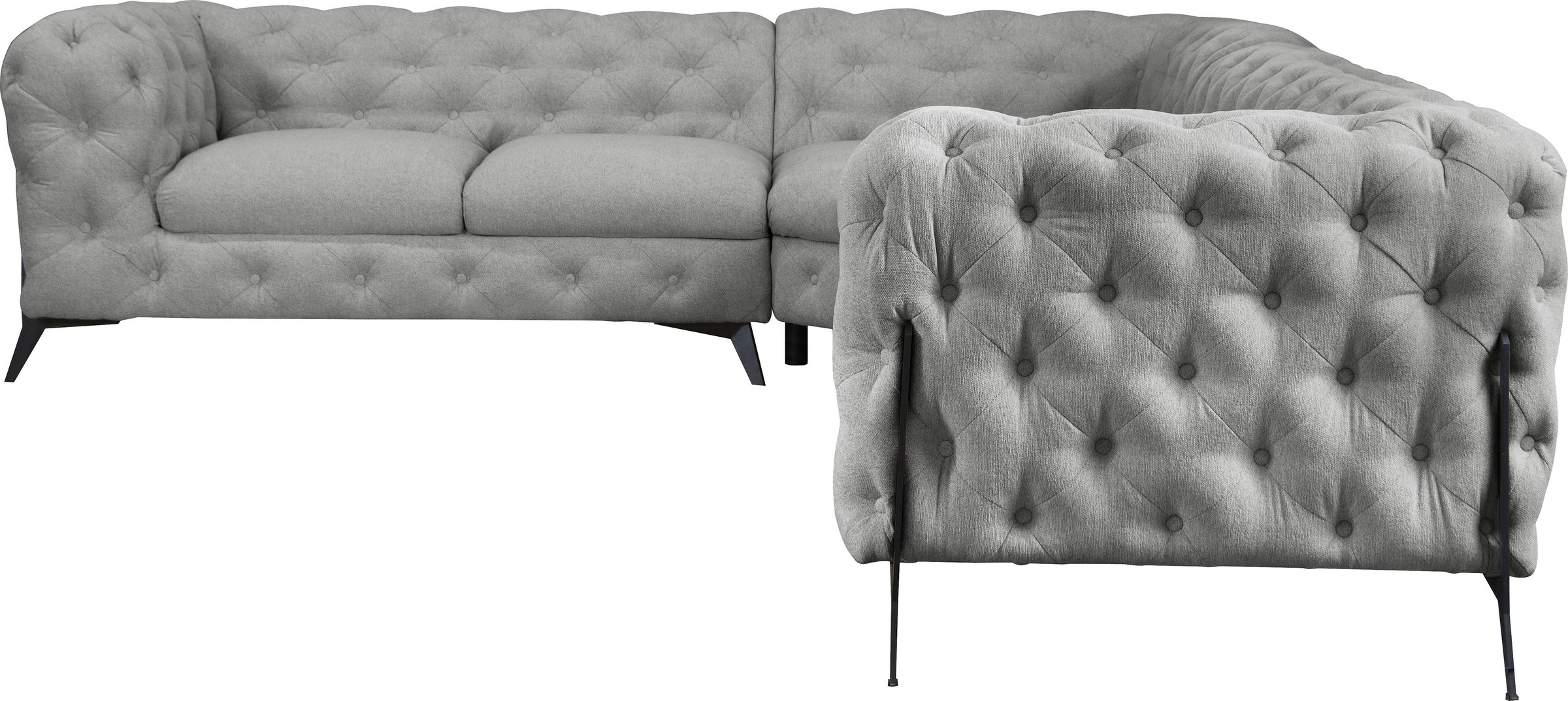 Leonique Chesterfield-Sofa »Amaury L-Form«, großes Ecksofa, Chesterfield-Optik, Breite 323 cm, Fußfarbe wählbar