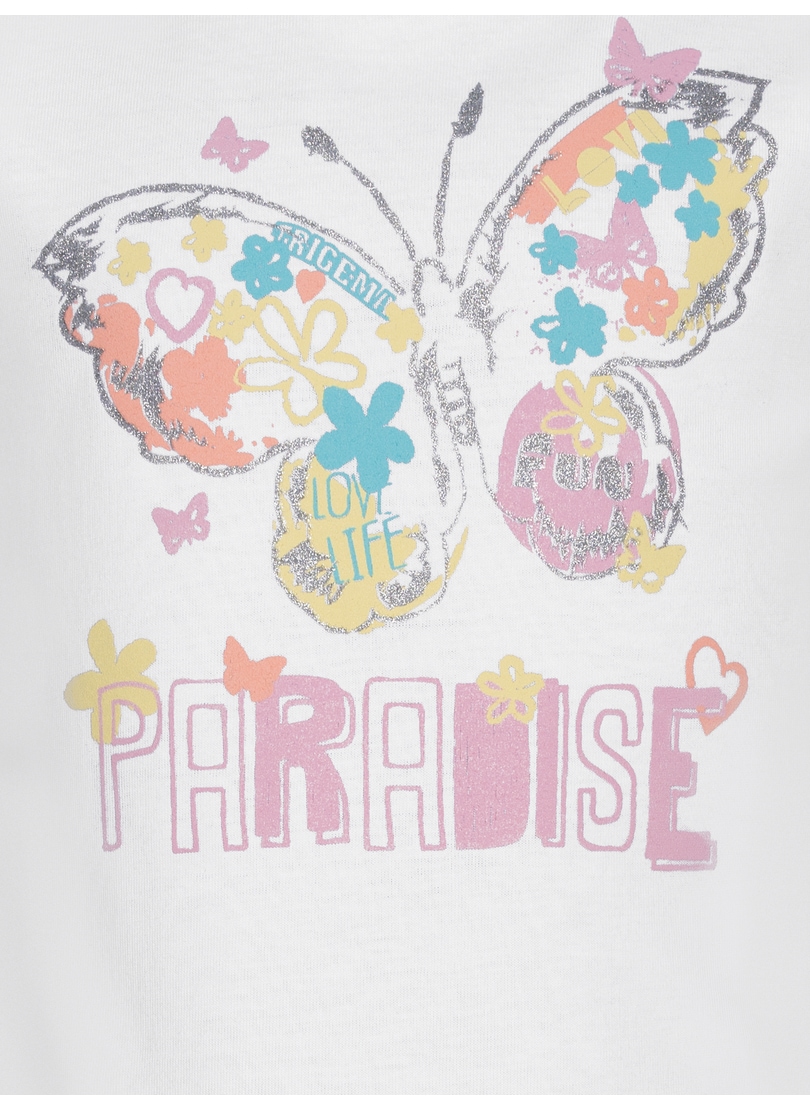 Trigema T-Shirt »TRIGEMA T-Shirt mit buntem Schmetterling-Printmotiv« 1 Stk.