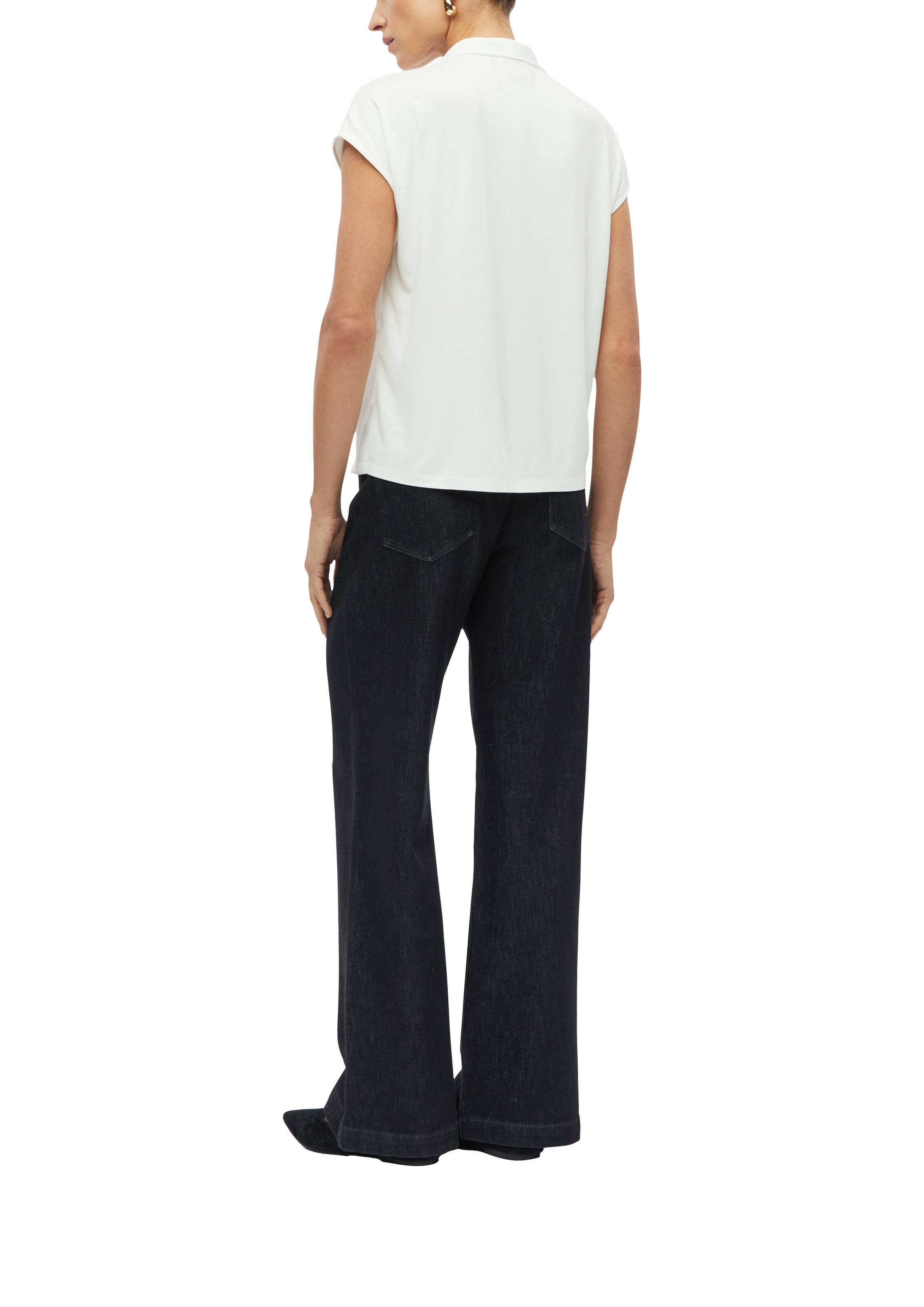 s.Oliver BLACK LABEL Kurzarmshirt Sommerbluse / Sommershirt mit V-Ausschnitt