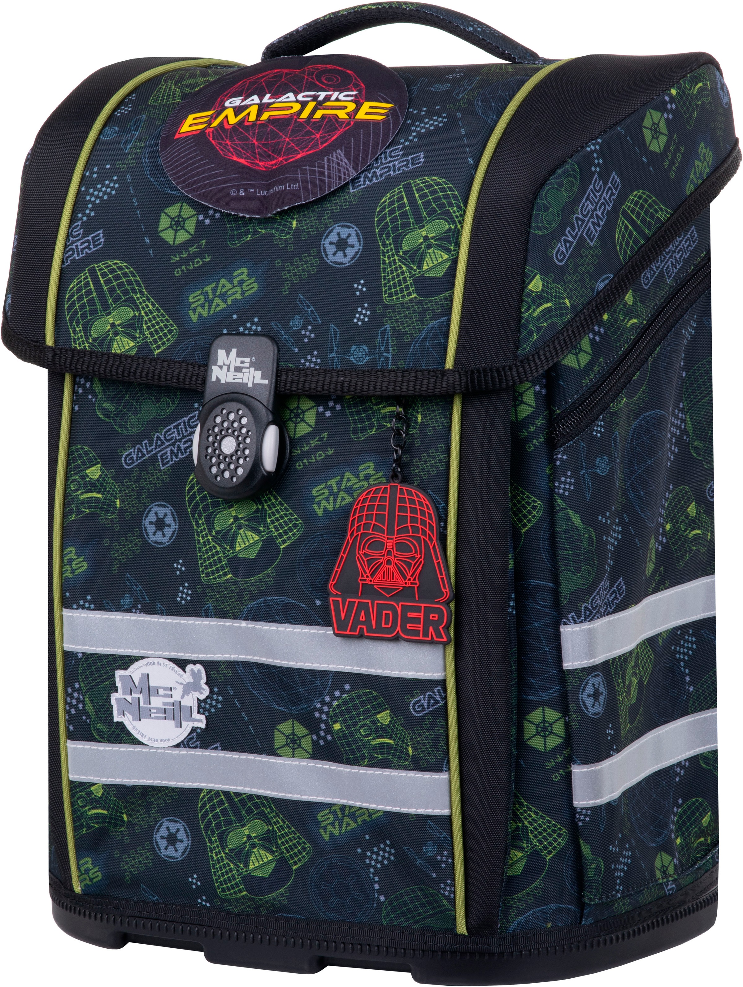 McNeill Schulranzen »Perfecto, Star Wars II« reflektierende Streifen auf den Schultergurten;retroreflektierende Flächen inkl. Federmäppchen, Turnbeutel, Schlamperrolle & Motivmagnet