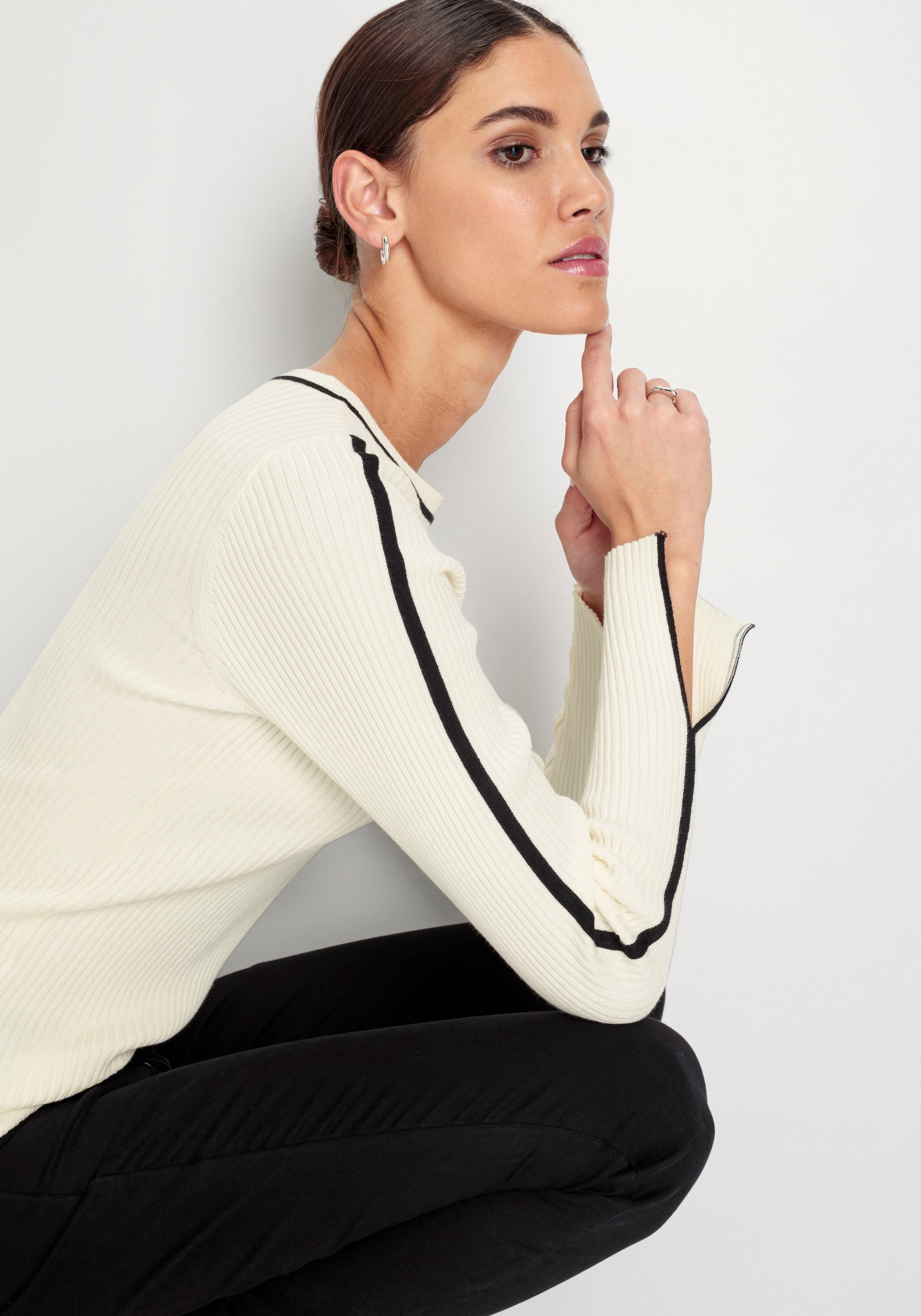 HECHTER PARIS Strickpullover, mit Kontrastdetails
