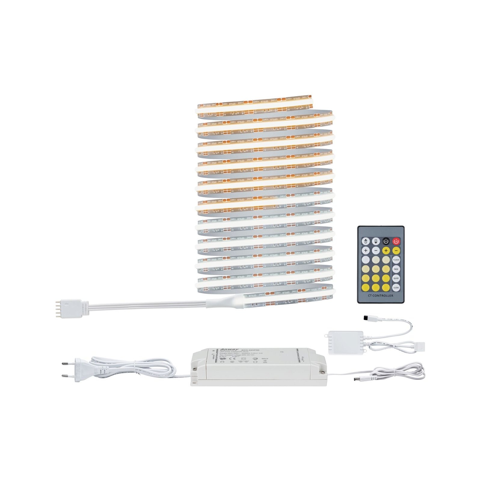 Paulmann LED-Streifen »MaxLED 1000 Basis Set 3m 25,5W 230/24V silber Kunststoff«, 1 St.-flammig, Full-Line COB 2700-6500K TunableWhite