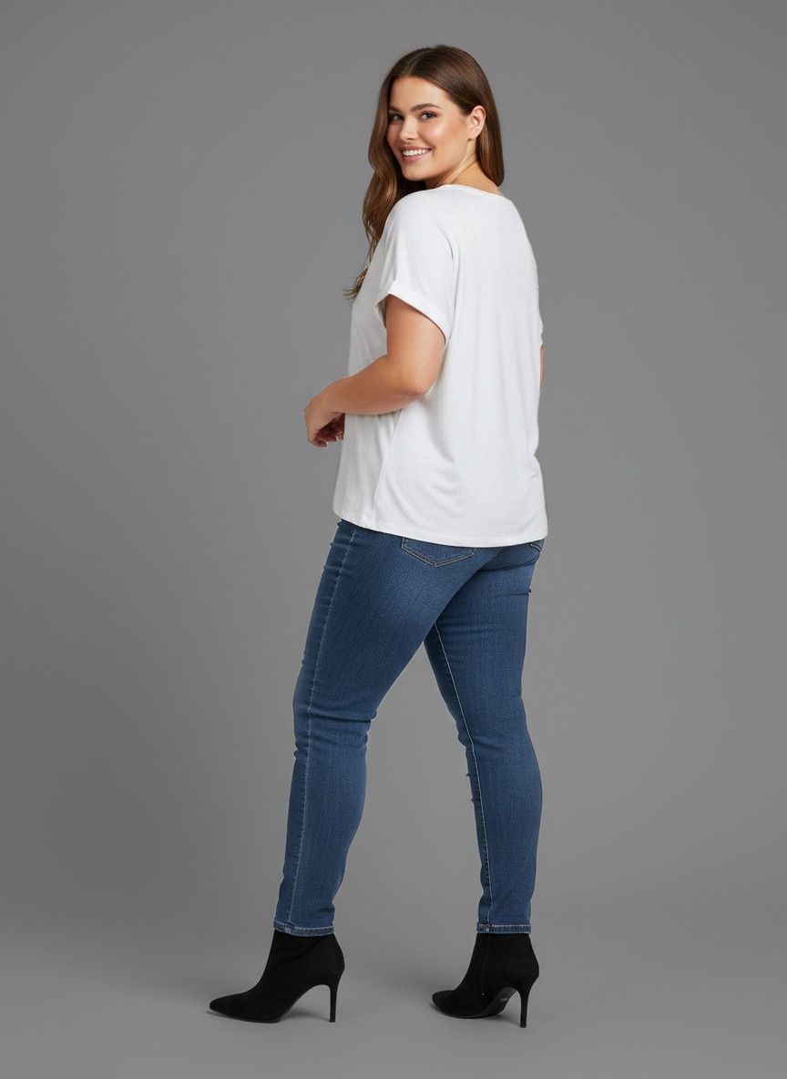 Laura Scott CURVE T-Shirt 2 Stk. im 2er Pack mit modischem Ärmelaufschlag - GROSSE GRÖSSEN