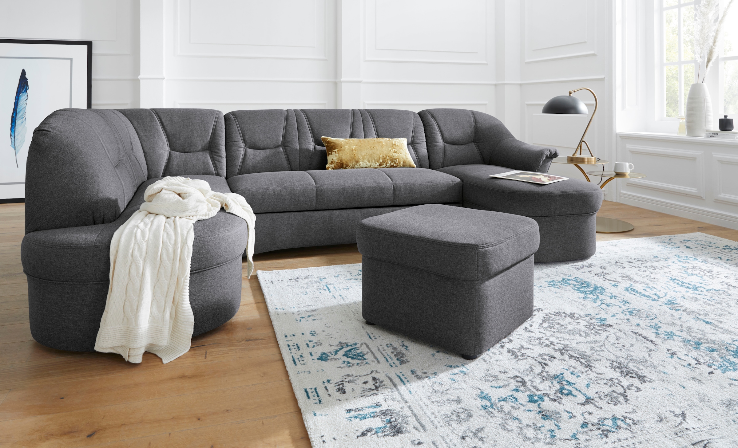 DOMO collection Polsterhocker »SARAFINA 61x61 cm, hochwertig und komfortabel«