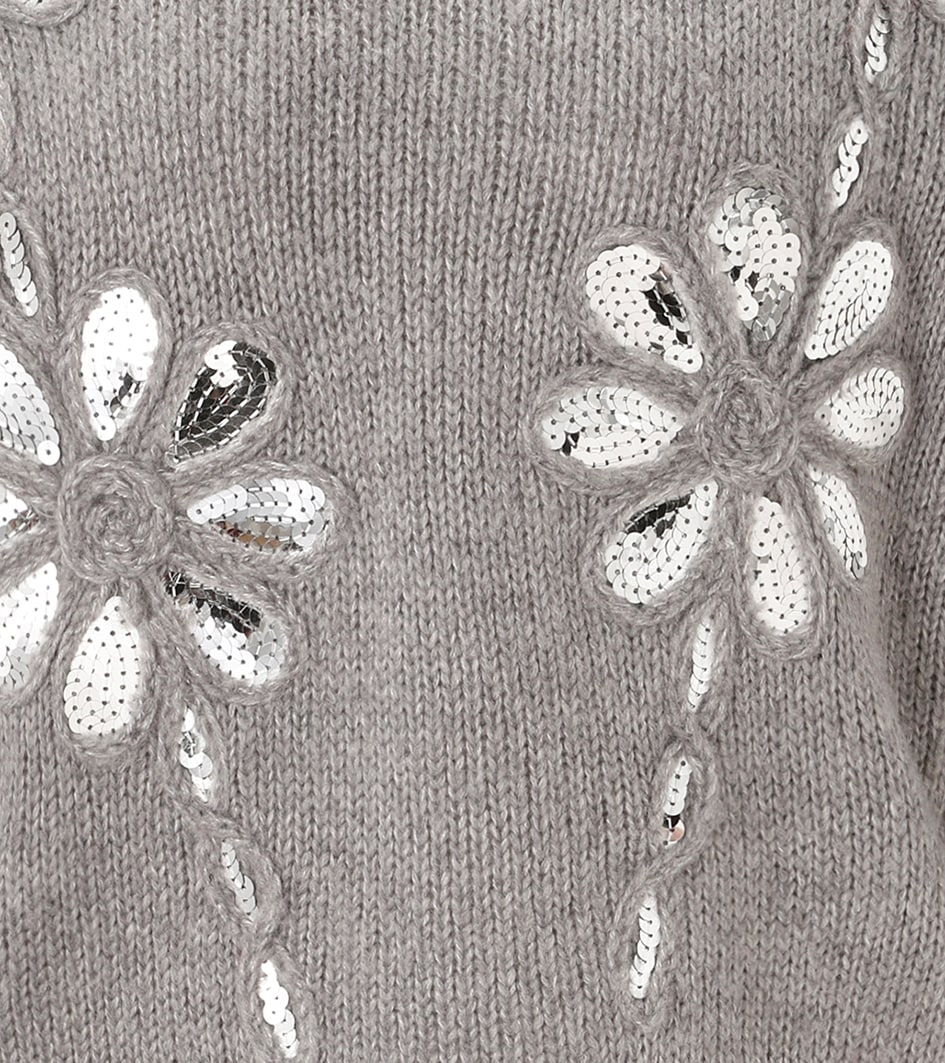 Aniston CASUAL Strickpullover mit Pailletten verzierte Blüten-Applikationen - NEUE KOLLEKTION