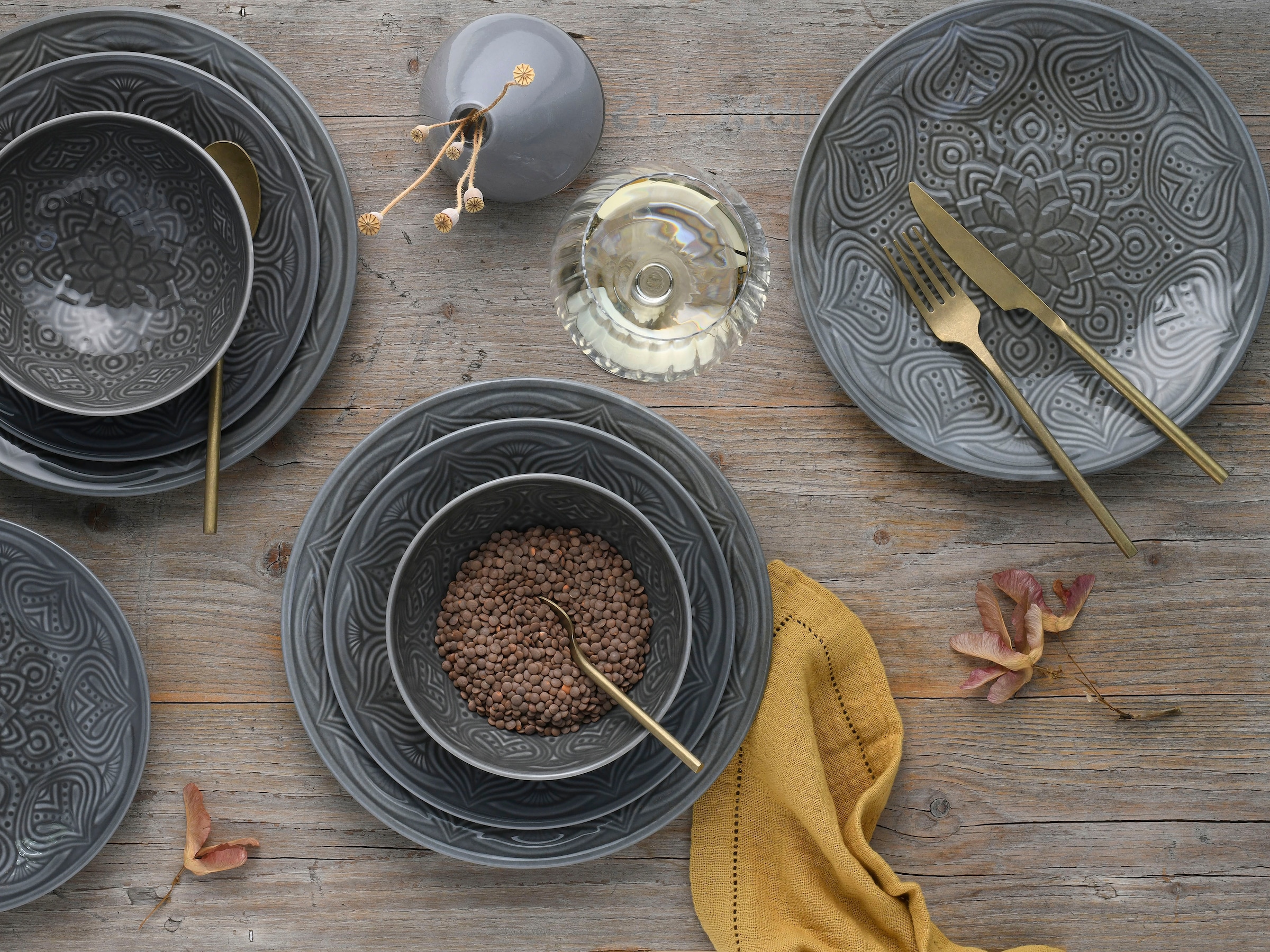 CreaTable Teller-Set »Orient Mandala«, (Set, 12 tlg.), Speiseteller, Dessertteller und Schalen im Set