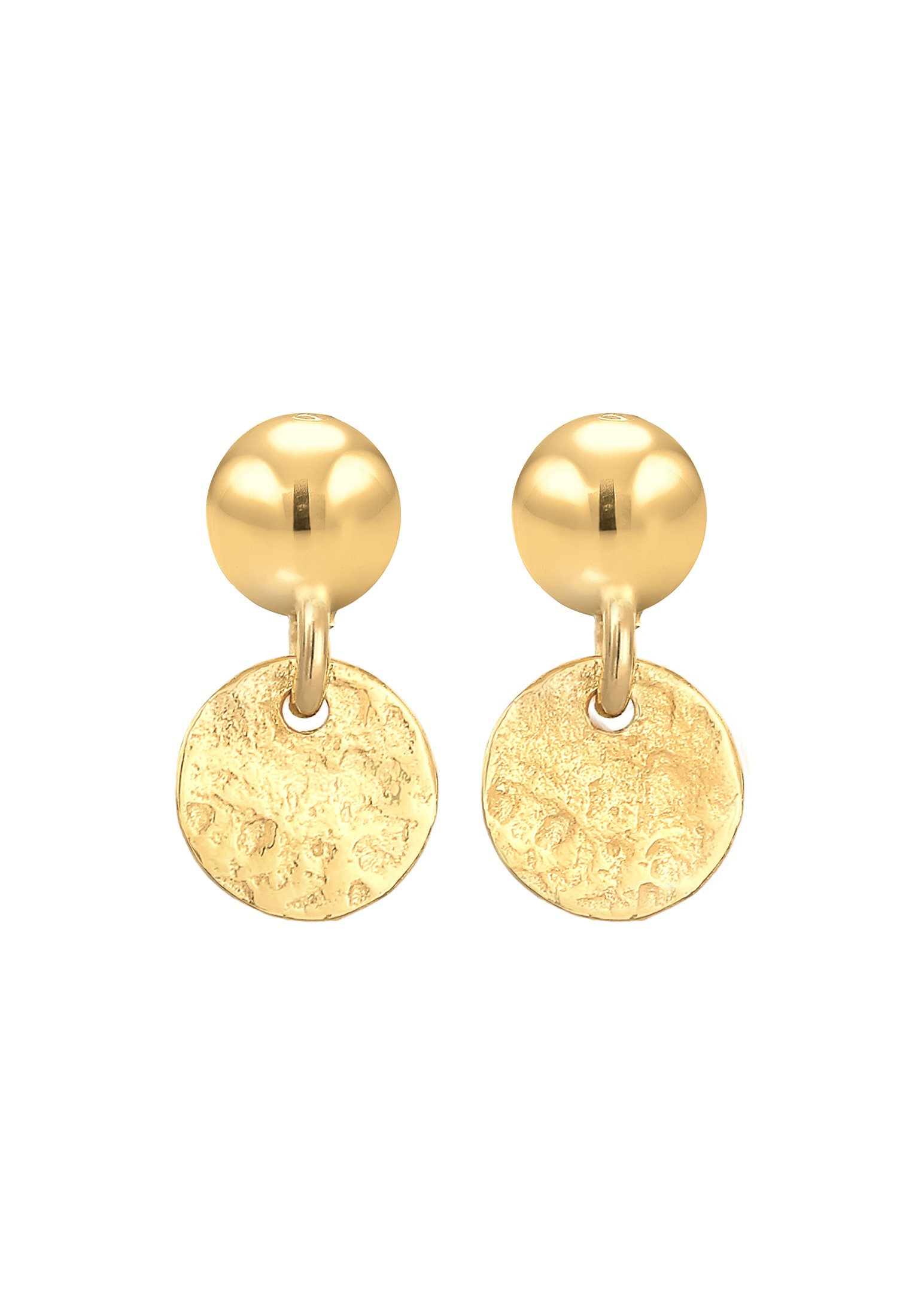 Elli Premium Paar Ohrstecker »Ohrringe Stecker Kugel Plättchen Antique 375 Gelbgold«