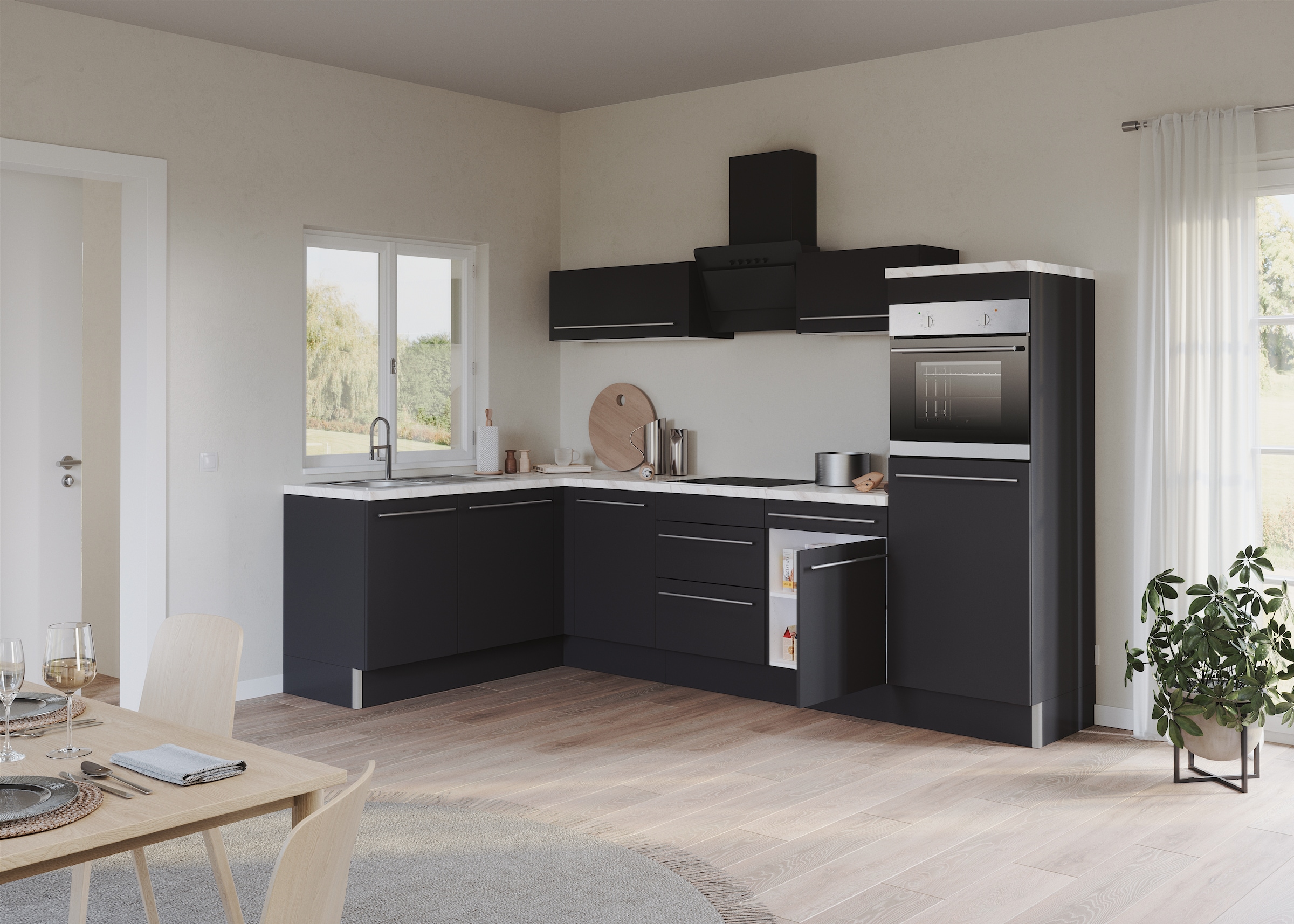 KOCHSTATION Küche »KS-Bern2«, Stellmaße 295 x 175 cm, wahlweise mit E-Geräten