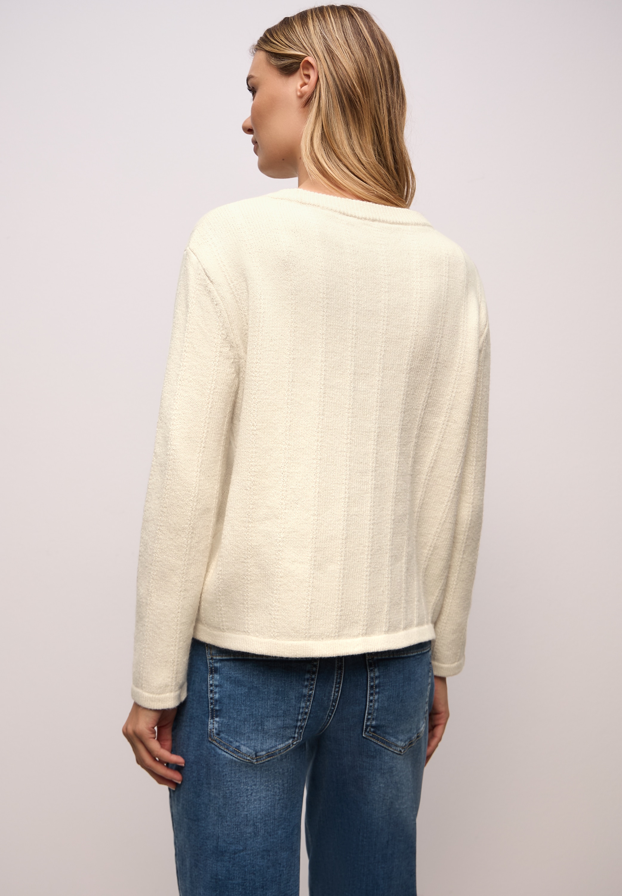 STREET ONE Strickpullover mit Rundhals, strukturiert
