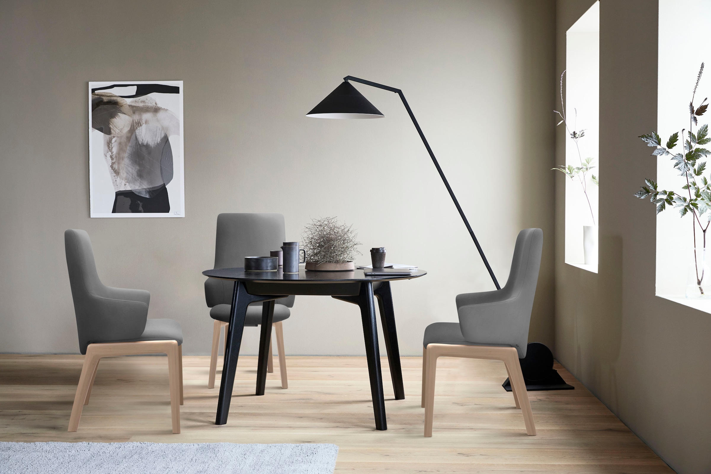 Stressless® Polsterstuhl »Laurel«, Microfaser DINAMICA, High Back mit Armlehne, Größe L, mit abgerundeten Beinen in Walnuss