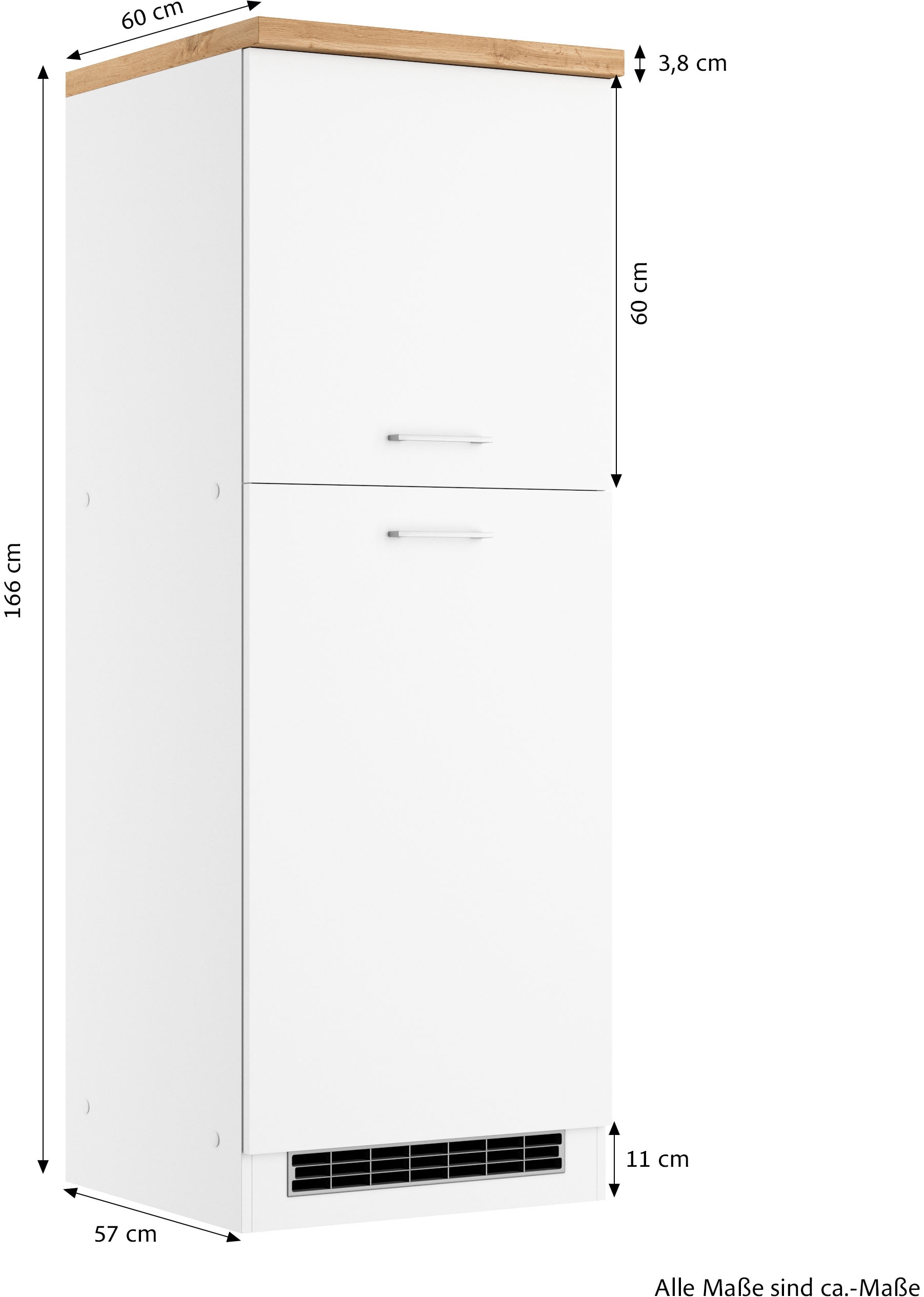KOCHSTATION Kühlumbauschrank »KS-Milan« Kühlschrankumbau 60 cm, matte oder hochglänzende Fronten