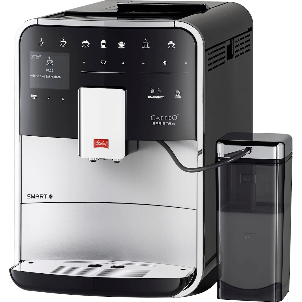 Melitta Kaffeevollautomat »Barista TS Smart® F850-101, silber«, 21 Kaffeerezepte & 8 Benutzerprofile, 2-Kammer Bohnenbehälter